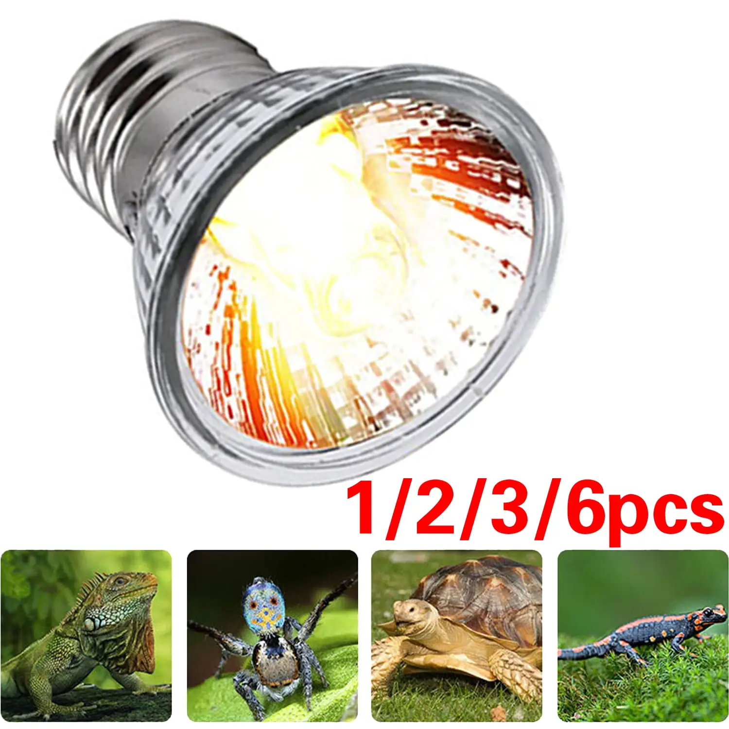 1/2/3/6pcs Reptile Lamp 25W/50W/75W UVA?? 3.0 E27 Pet Heat Lamp Bulb Turtle Basking UV Light Bulbs Amphibians Lizards Temperature Controller