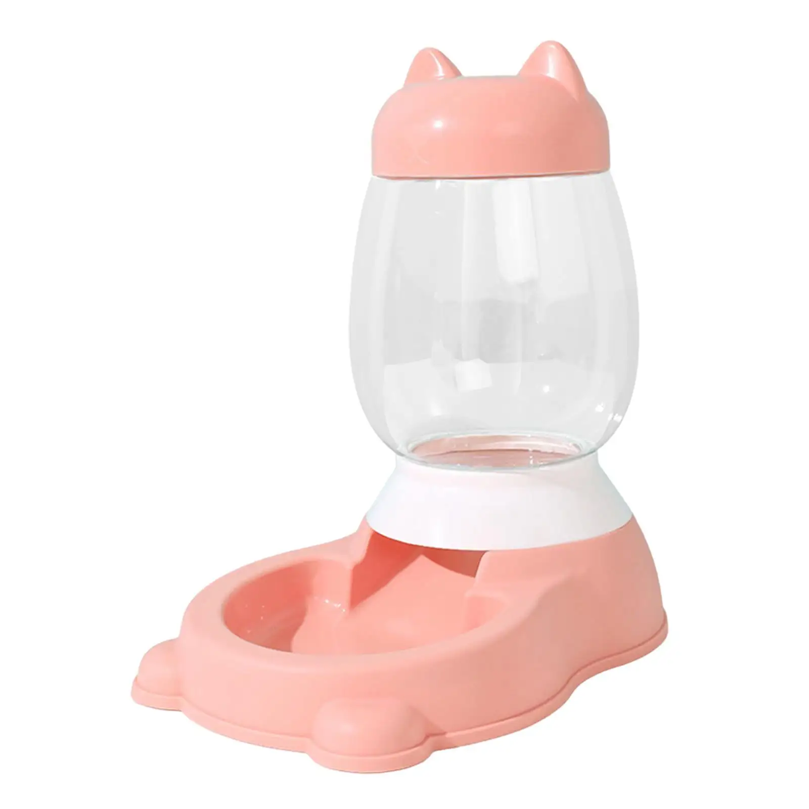 Large Capacity . Dispenser Feeding Food Dish Food Container for Rabbit Puppy Kitten Supplies .Small Medium Large Dogs . Pink