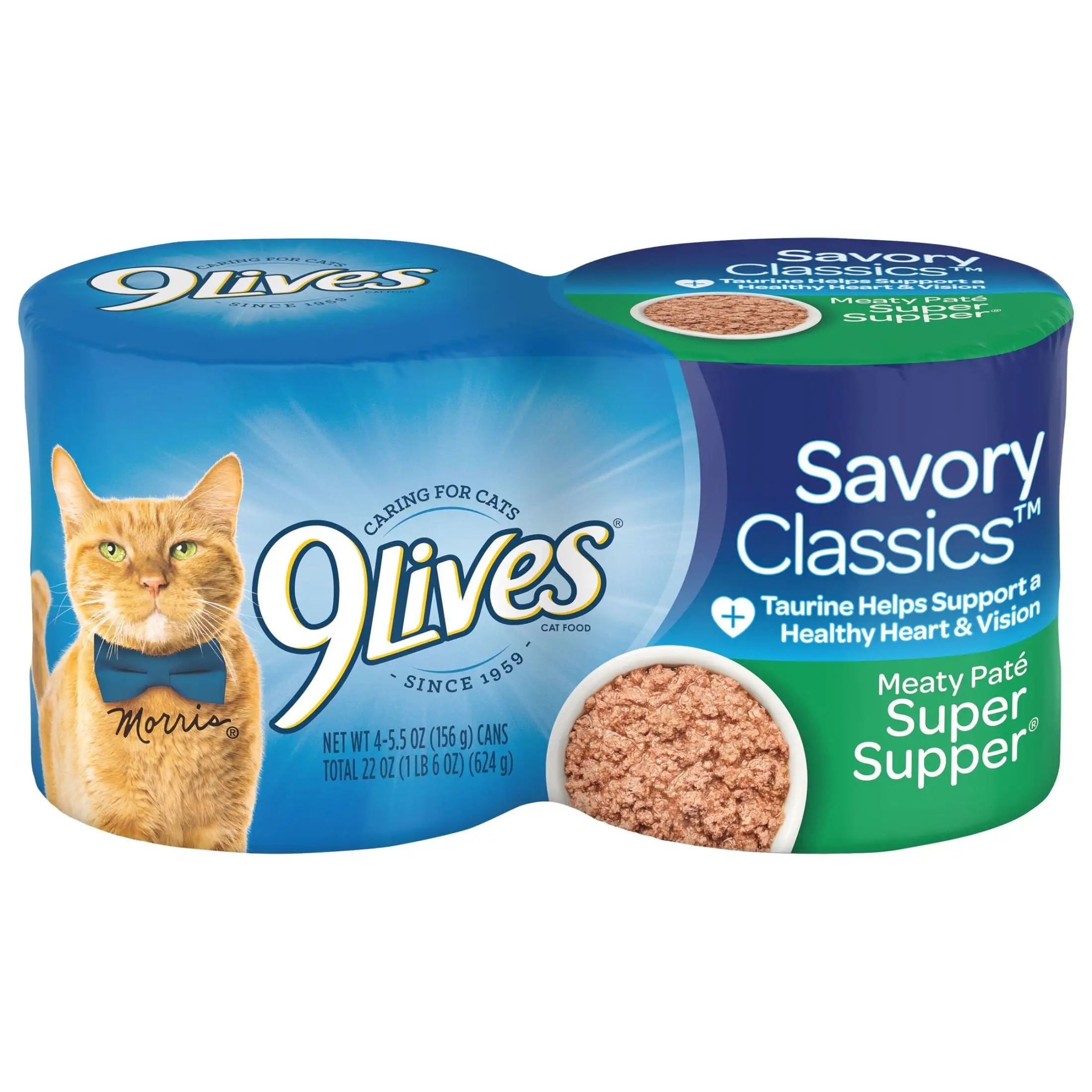 9Lives Meaty Paté Super Supper Wet Cat Food. 22-Ounce. Pack of 4