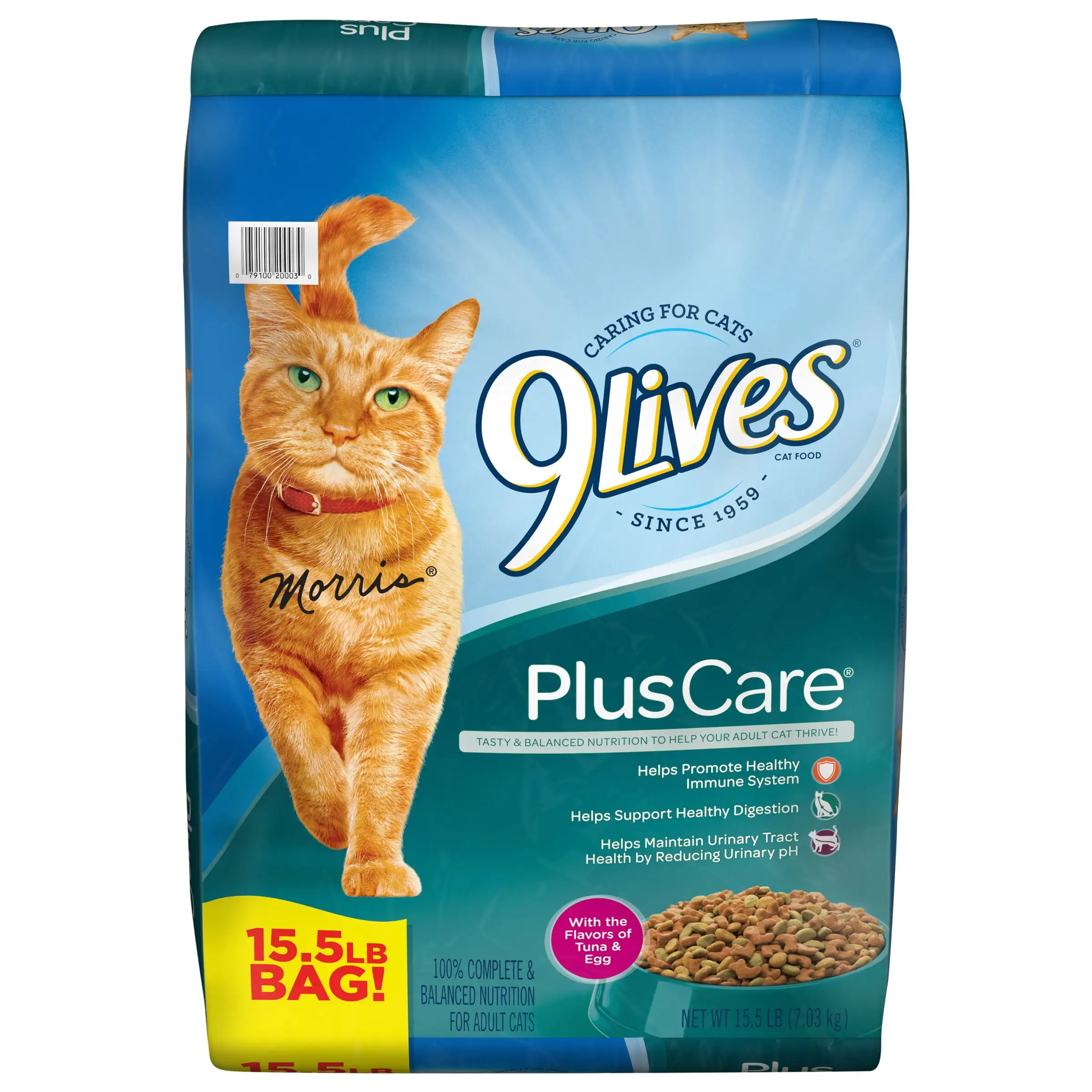 9Lives Plus Care Dry Cat Food With Tuna & Egg Flavors. 15.5 lb Bag