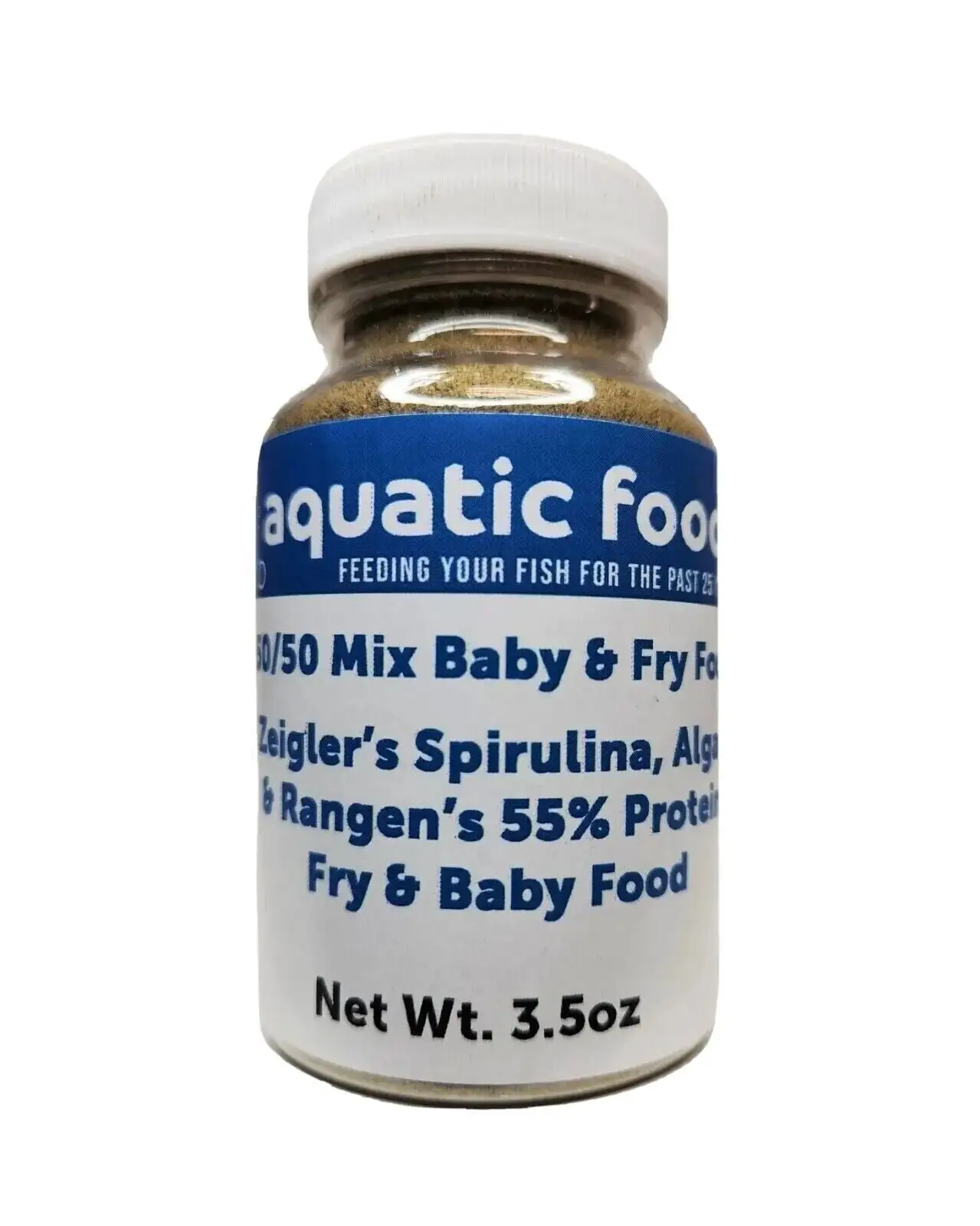 50/50 Mix of Spirulina. Algae Powder and Rangen's Soft Moist 55% Protein Koi & Tropical Fish Fry Floating Food...3.5oz Bottle