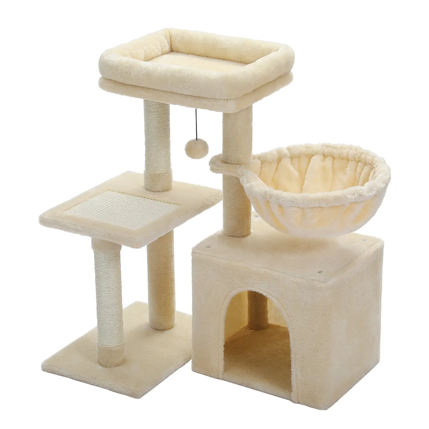 Pefilos 28 Cat Tree Houses for Indoor Cats. Sisal Cat Condo for Multiple Cats. Cat Climb Holder Cat Tower. Beige