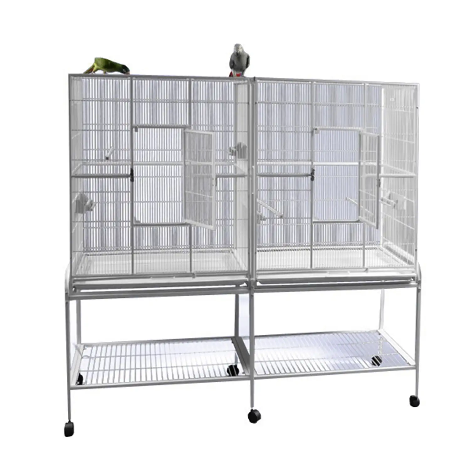 A&E Cage 6421 Platinum Double Flight Bird Cage with Divider