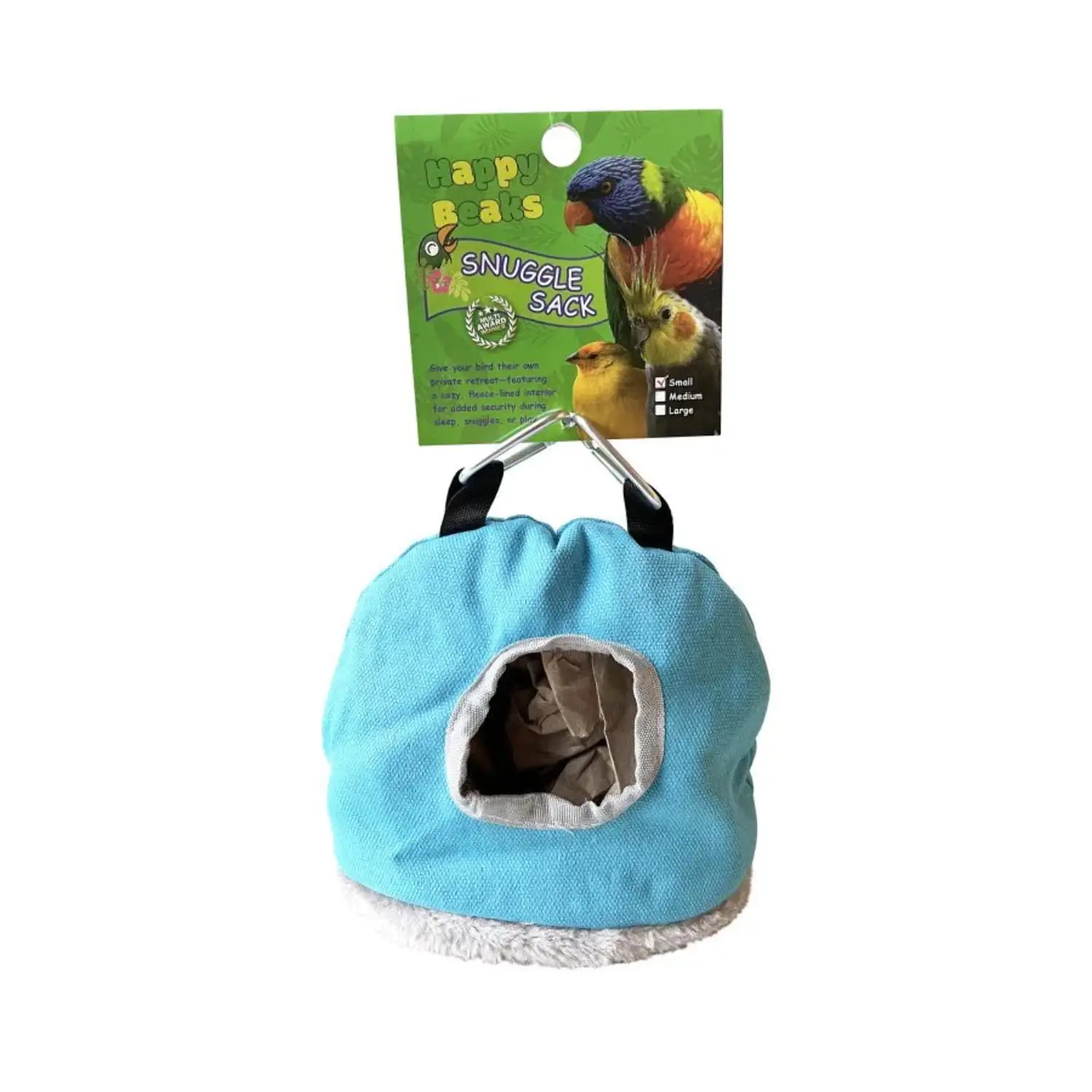 A & E Cages 644472001983 Happy Beaks Snuggle Sack Bird Hut. Assorted Color - Small