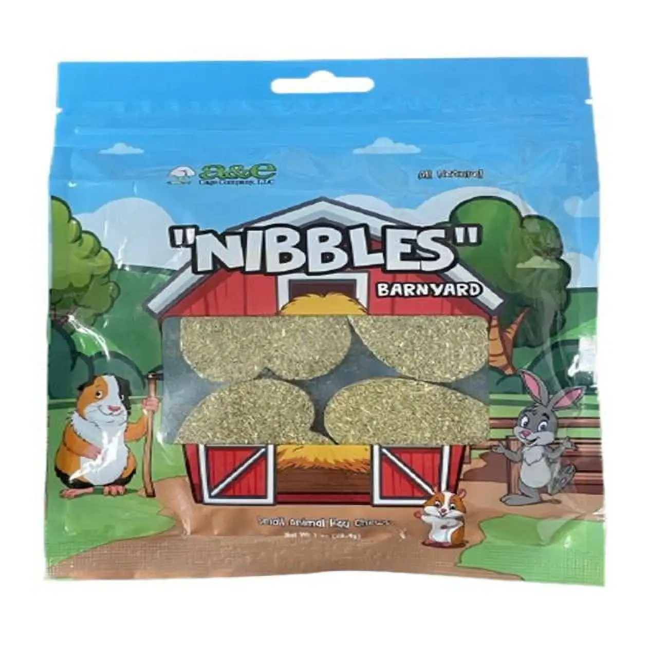 A&E Cages Heart Barnyard Nibbles Small Animal Bites Hay Chews - 4 Piece