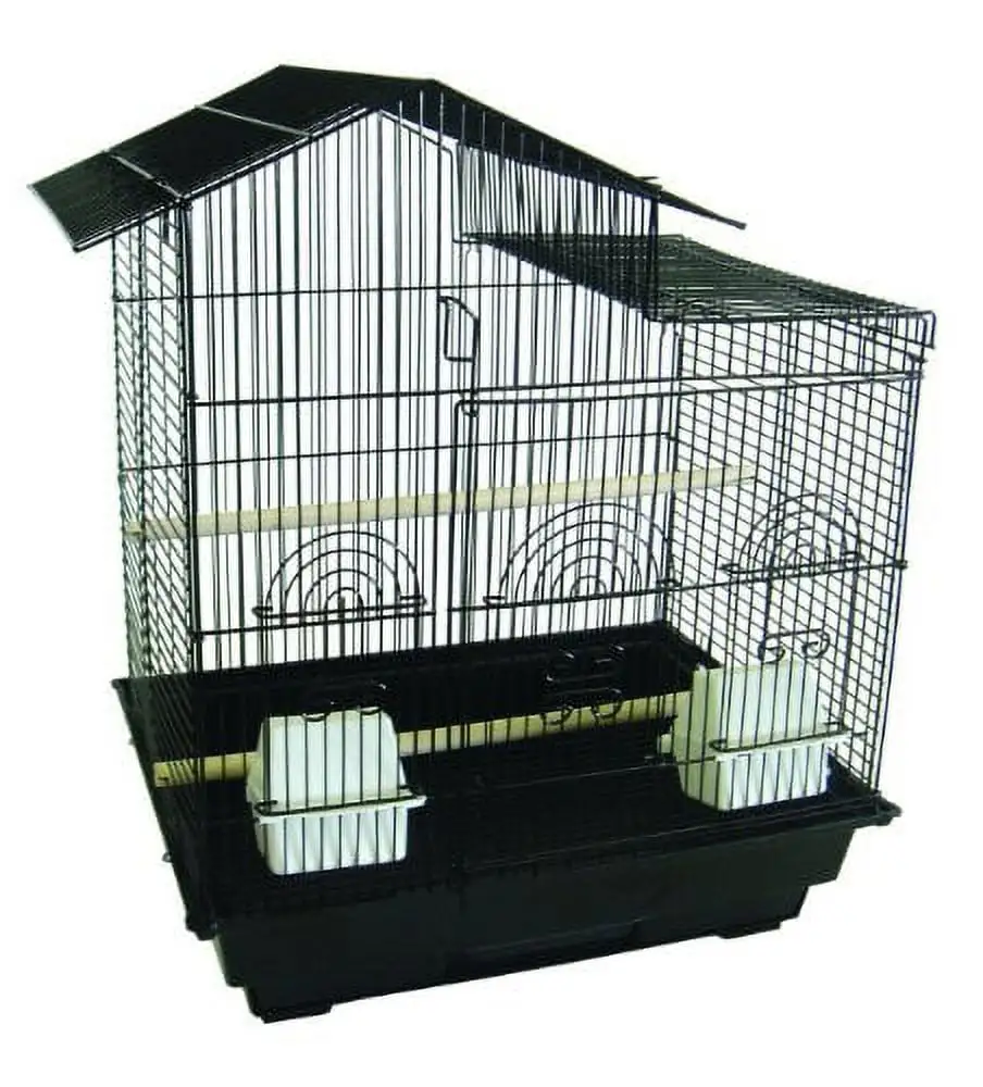 A5894 3/8 Bar Spacing Villa Top Small Bird Cage. Black. 18 x 14