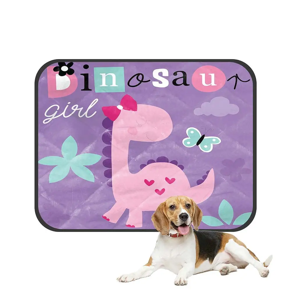 ABPHQTO Cute Dinosaur Girl Pet Dog Cat Bed Pee Pads Mat Cushion Potty Dogsblankets Crate Bed Kennel 14x18 inch