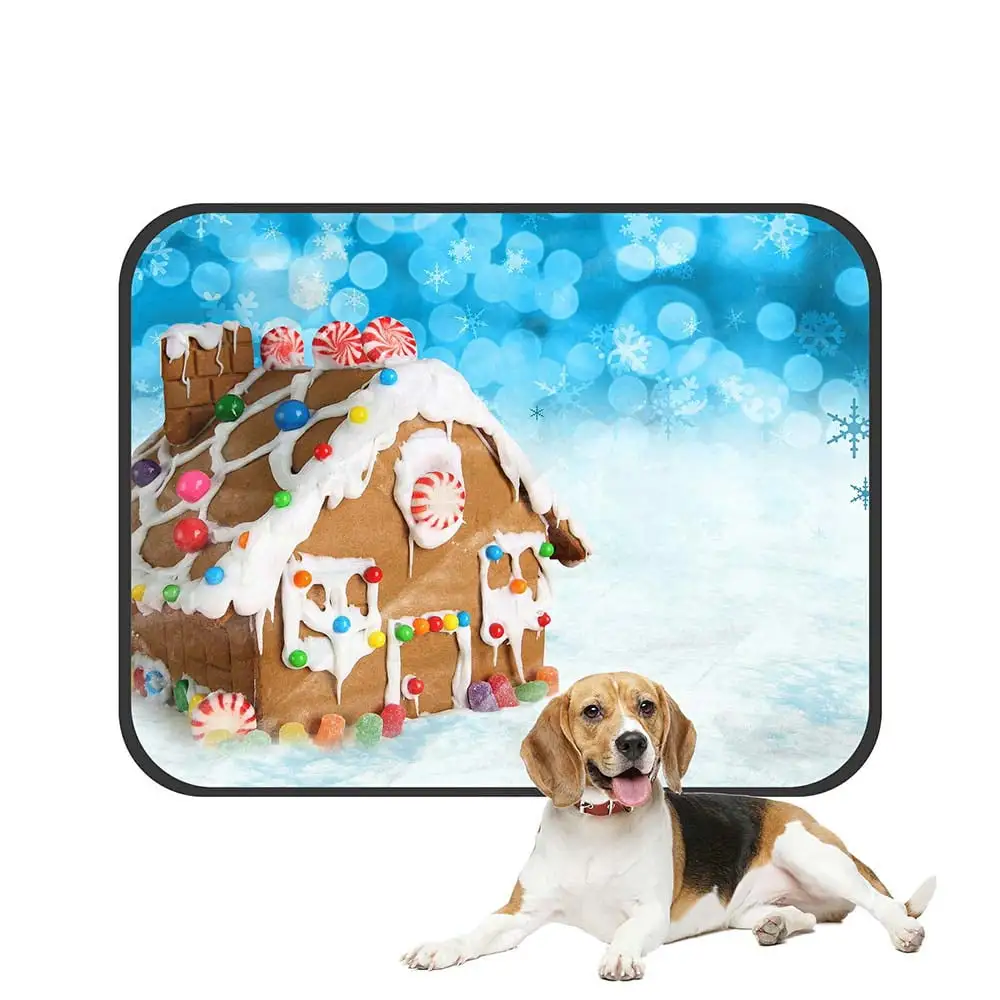 ABPHQTO Gingerbread House On A Festive Christmas Snow Pet Dog Cat Bed Pee Pads Mat Cushion Potty Dogs Blankets Crate Bed Kennel 14x18 inch