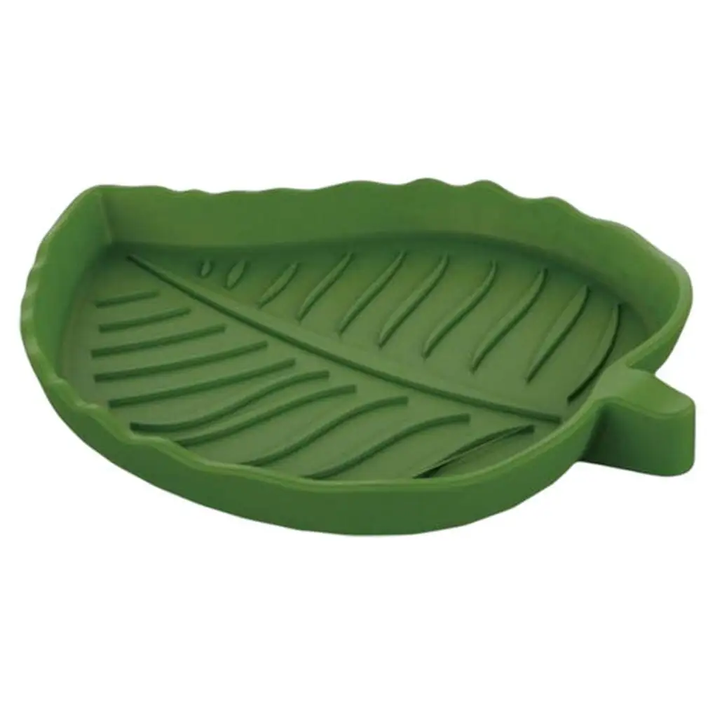 ADVEN Reptile Water Feeder Leaf-Shaped Small-Size Smooth Crawler Food Bowl Compact Multi-functional Feeding Basin Amphibians Serving