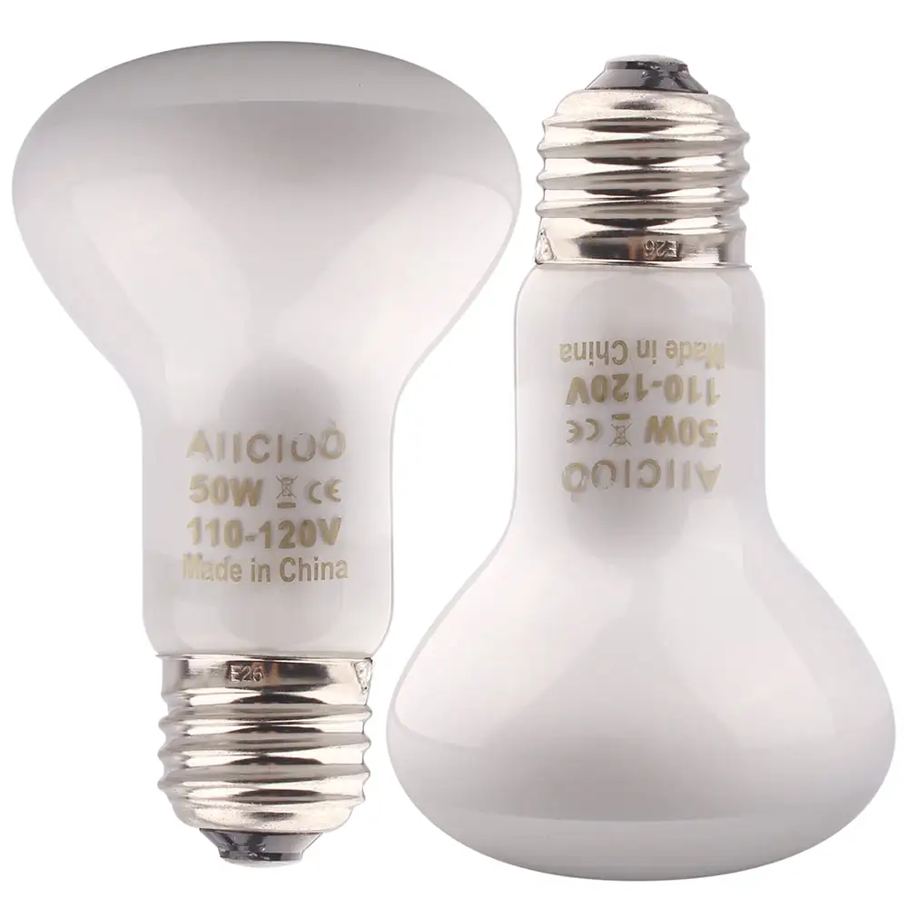 AIICIOO Basking Spot Bulb Reptile Heat Lamp Daylight Bulb for Reptiles 50W 2 Pack