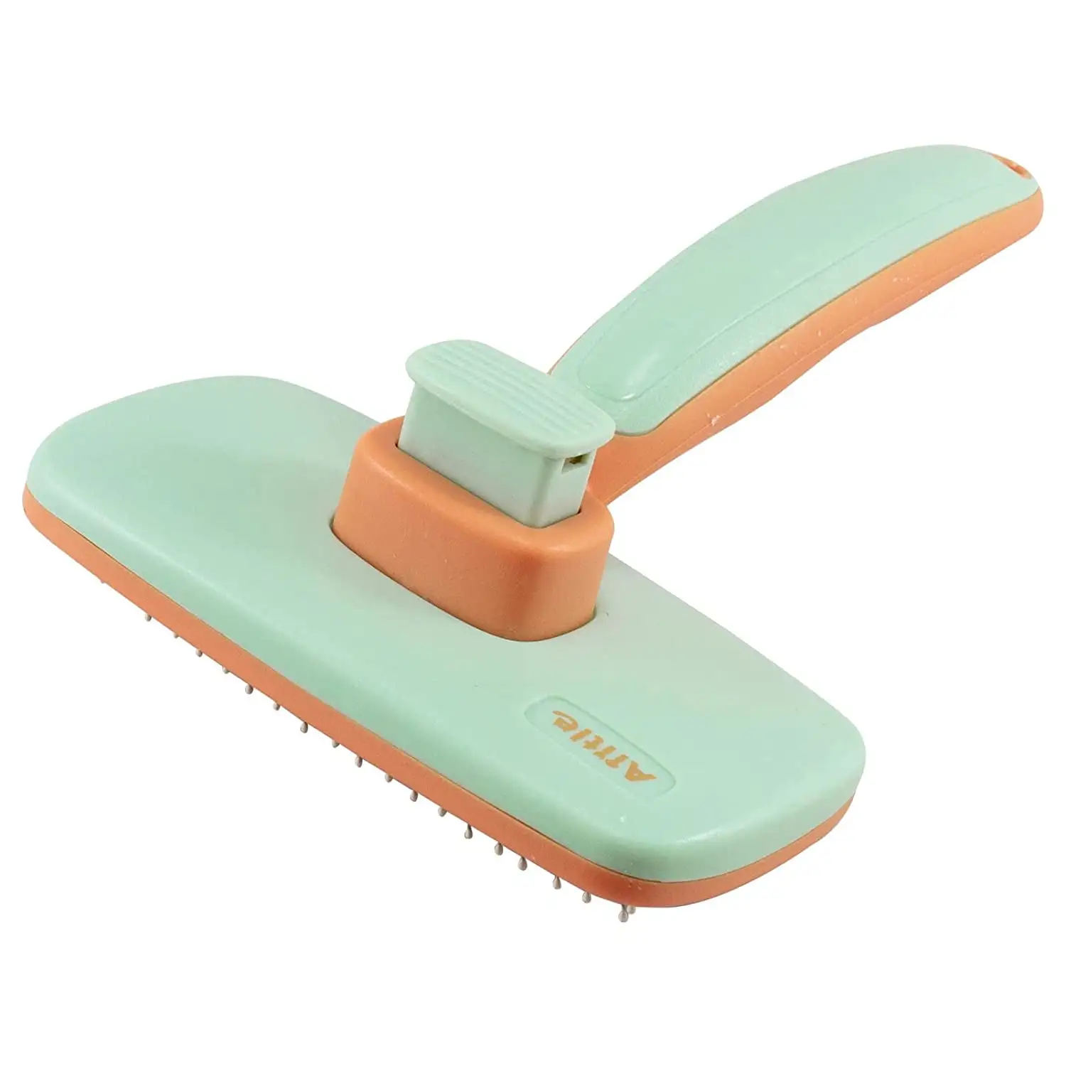 AIITLE Self Cleaning Slicker Brush For Dogs and Cats - Professional Pet Brush for Shedding and Grooming Suitable for All Hair Lengths Dogs. Cats. Rabbits & More Green