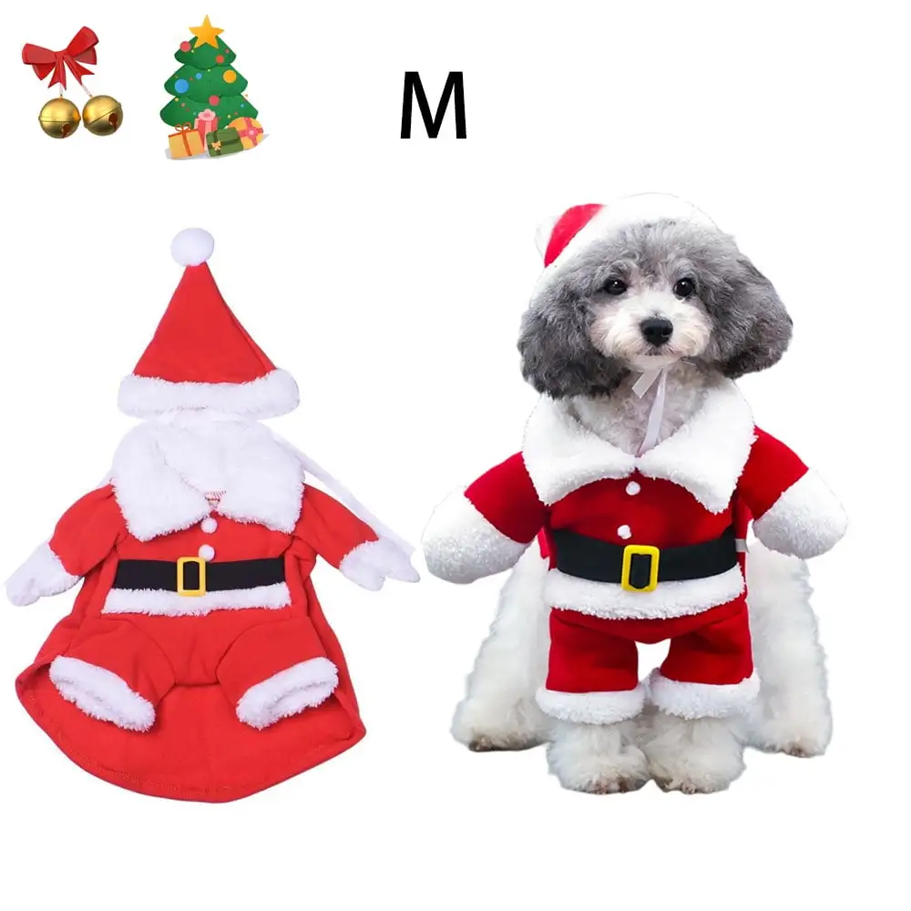 AIRKOUL Pet Christmas Costumes Dog Cat Christmas Santa Suit Pet Cosplay Costumes.M