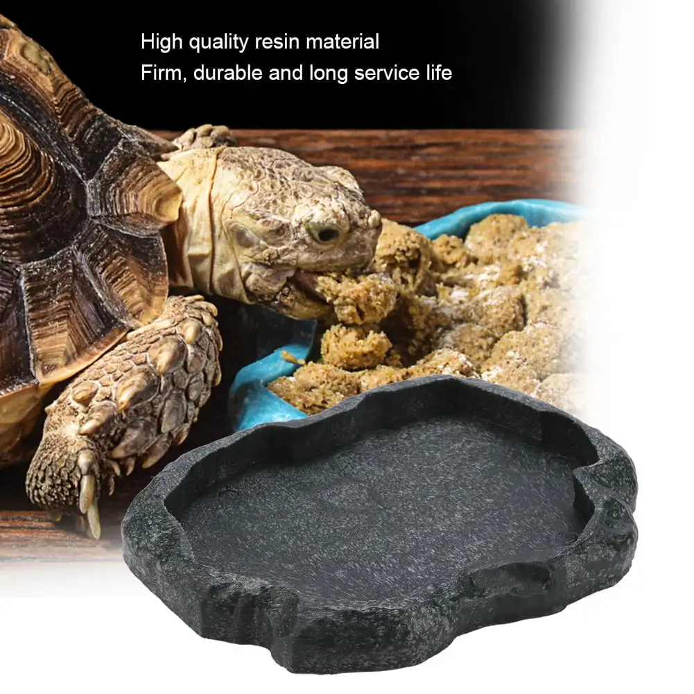 ANGGREK Lizard Feeder. Resin Reptile Bowl.Resin Durable Reptile Rock Food and Water Dish Feeder Bowl for Tortoise Lizard