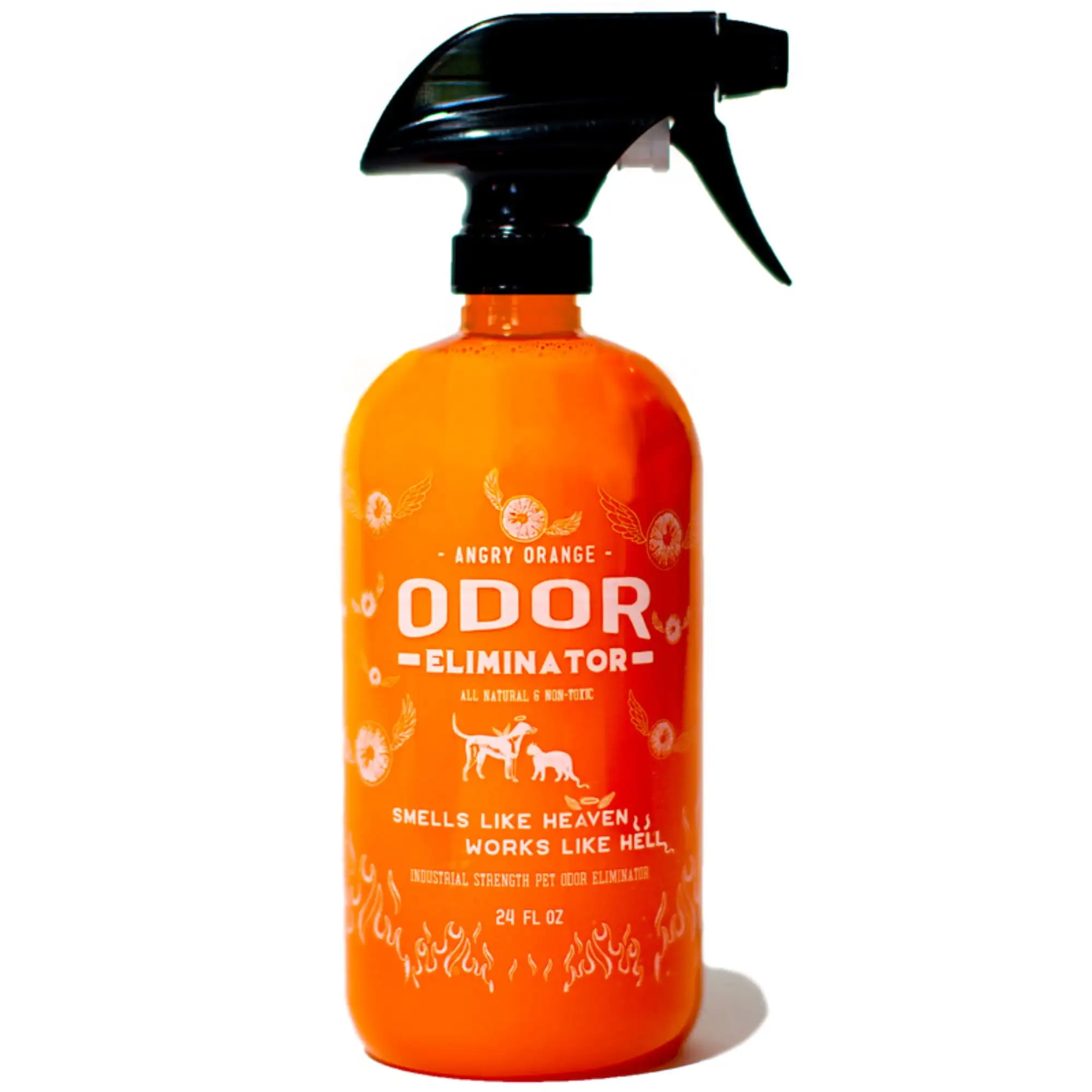 ANGRY ORANGE Pet Odor Eliminator for Strong Odor - Citrus Deodorizer for Strong Dog or Cat Pee Smells on Carpet. Furniture & Indoor Outdoor Floors - 24 Fluid Ounces - Puppy Supplies