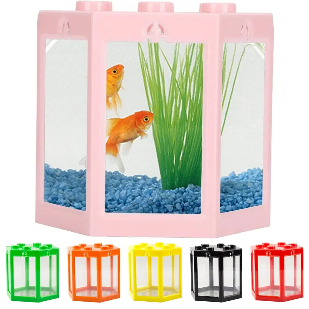 AURORA TRADE Hexagonal Fish Tank. Mini Fish Tank Row Aquarium Stackable Small Betta Fish Tank. Ant Feeding Case Mini Reptile Row Box. 4.72 x 4.13 x 4.53