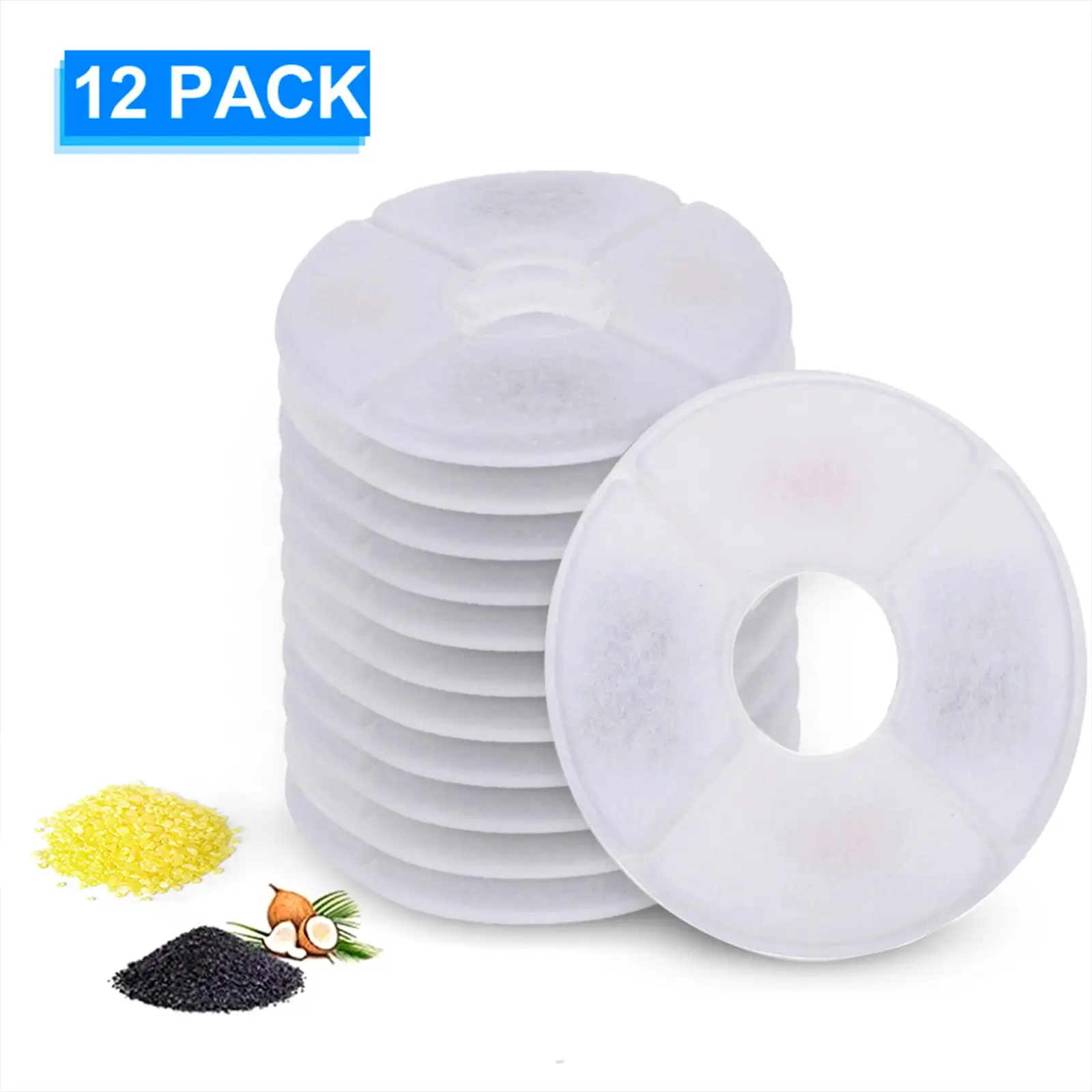 Abody Cat Water Fountain Filters Replacement Filters for Cat Water Fountain Water Dispenser 12PCS