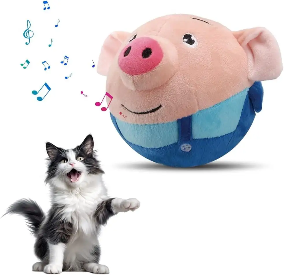 Active Moving Pet Plush Toy. Interactive Dog Toys Squeaky Dog Toy Moving Balls and Chewable Plush Cover Toy Balls. USB Rechargeable Dancing Singing Talking Speaking Pet Moving Toys