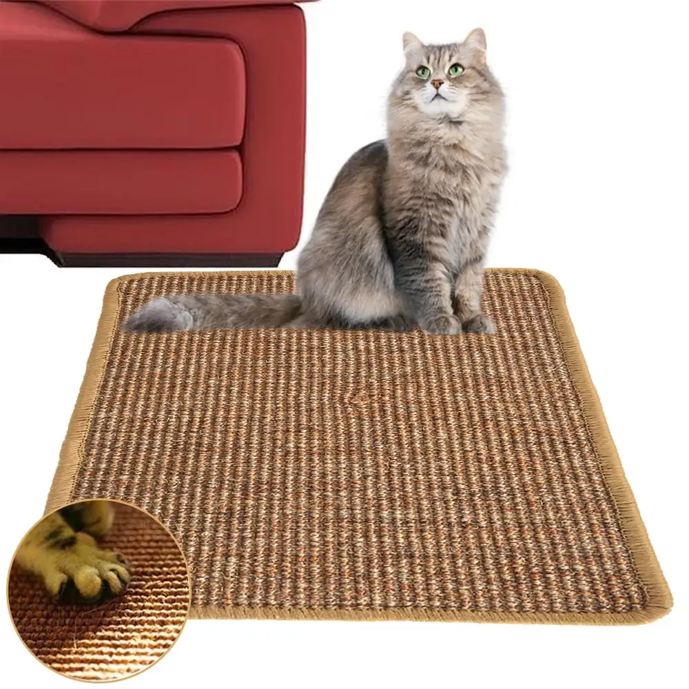 Adifare Cat Scratcher Mat. 15.6 X 11.7 Inch Natural Sisal Cat Scratch Mats. Horizontal Cat Floor Scratching Pad Rug. Protect Carpets and Sofas