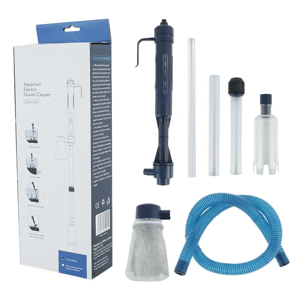 Adifare Fish Tank Gravel Vacuum Cleaning. Electric Aquarium Gravel Cleaner. Battery Operated Siphon Pump Water Changer Cleaning Kit