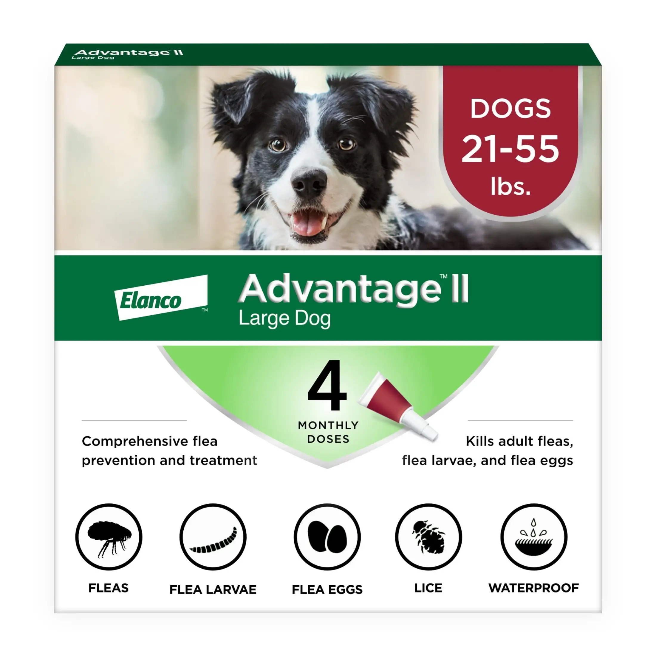 Advantage II Vet-Recommended Flea Prevention for Large Dogs 21-55 lbs. 4-Monthly Treatments