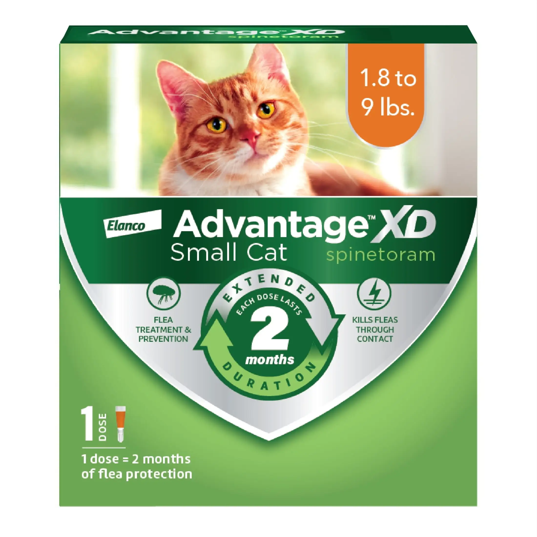 Advantage XD Small Cat 2-Month Flea Prevention For Cats 1.8-9lbs. 1 Dose (2-Months)