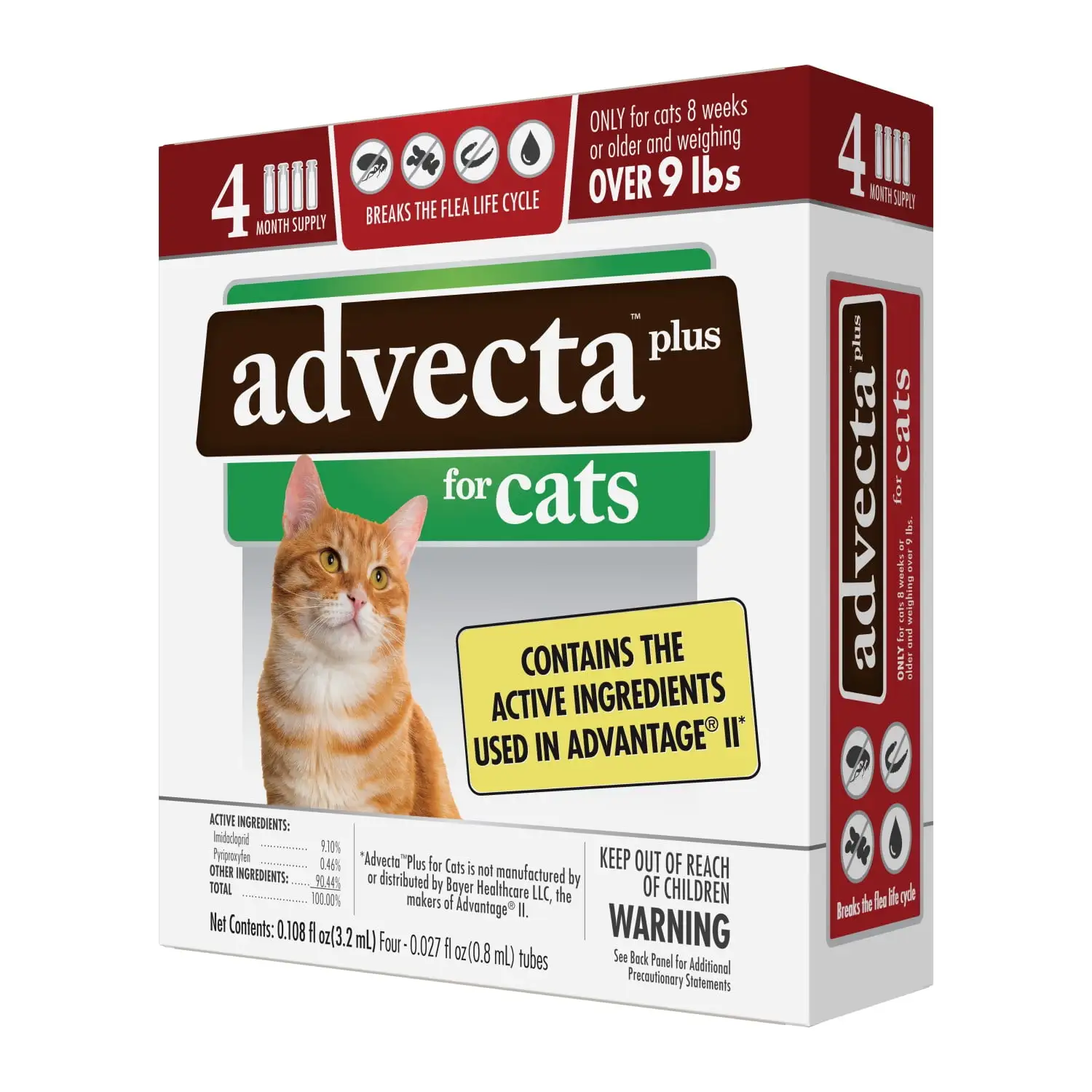 Advecta Plus Flea Protection for Large Cats. Fast-Acting Topical Flea Prevention. 4 Count