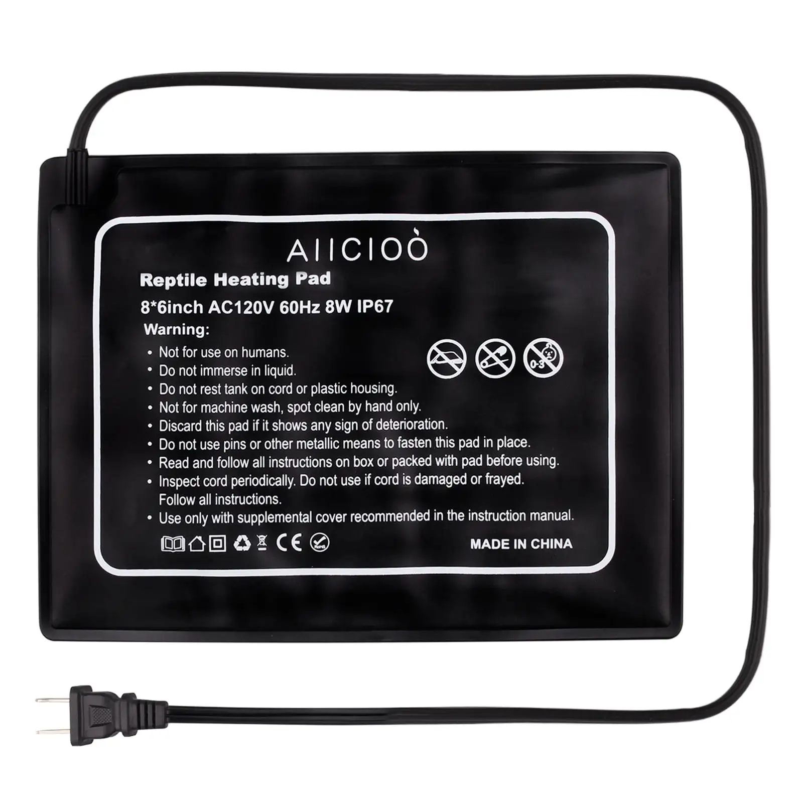 Aiicioo Reptile Heating Pad Under Tank Heater 8 Watts PVC Material