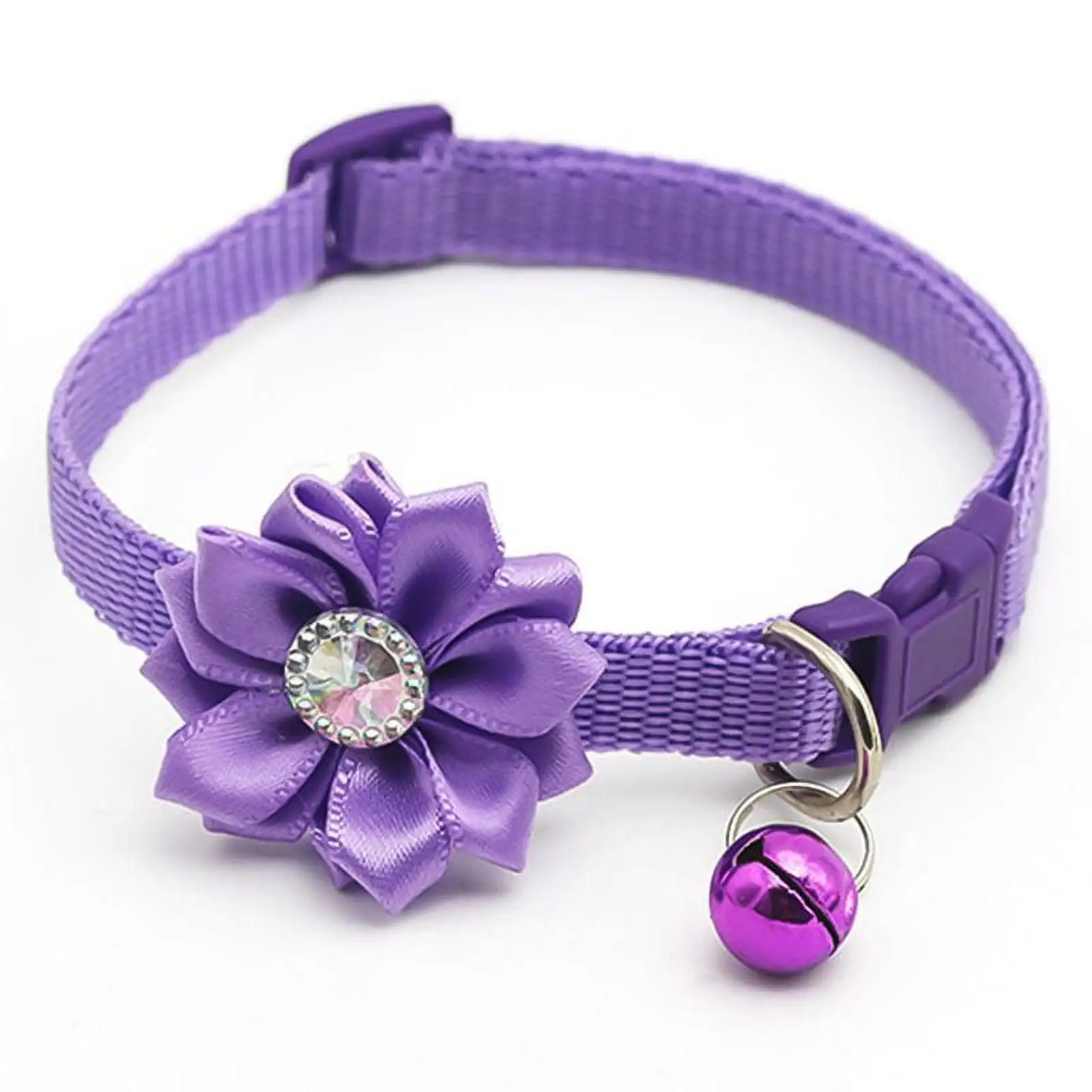 AkoaDa Pet Dog Collar Bell Flower Necklace Collar For Small Dog Puppy Buckle Dog Collar Bell Flower Pet Supplies Dog Accessories(Purple)