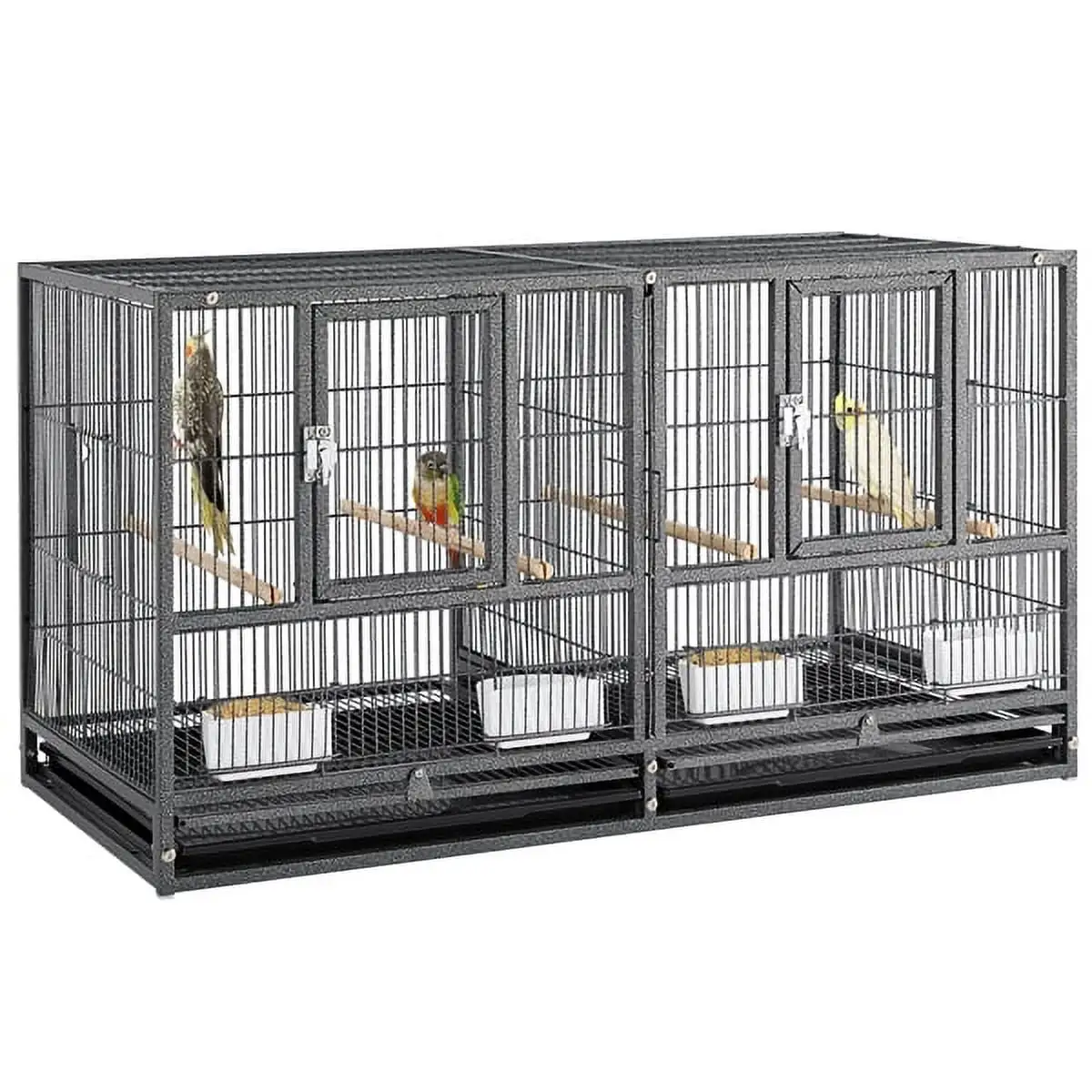 Alden Design 18 H Stackable Divided Breeder Meatal Bird Cage for Small Birds. Black