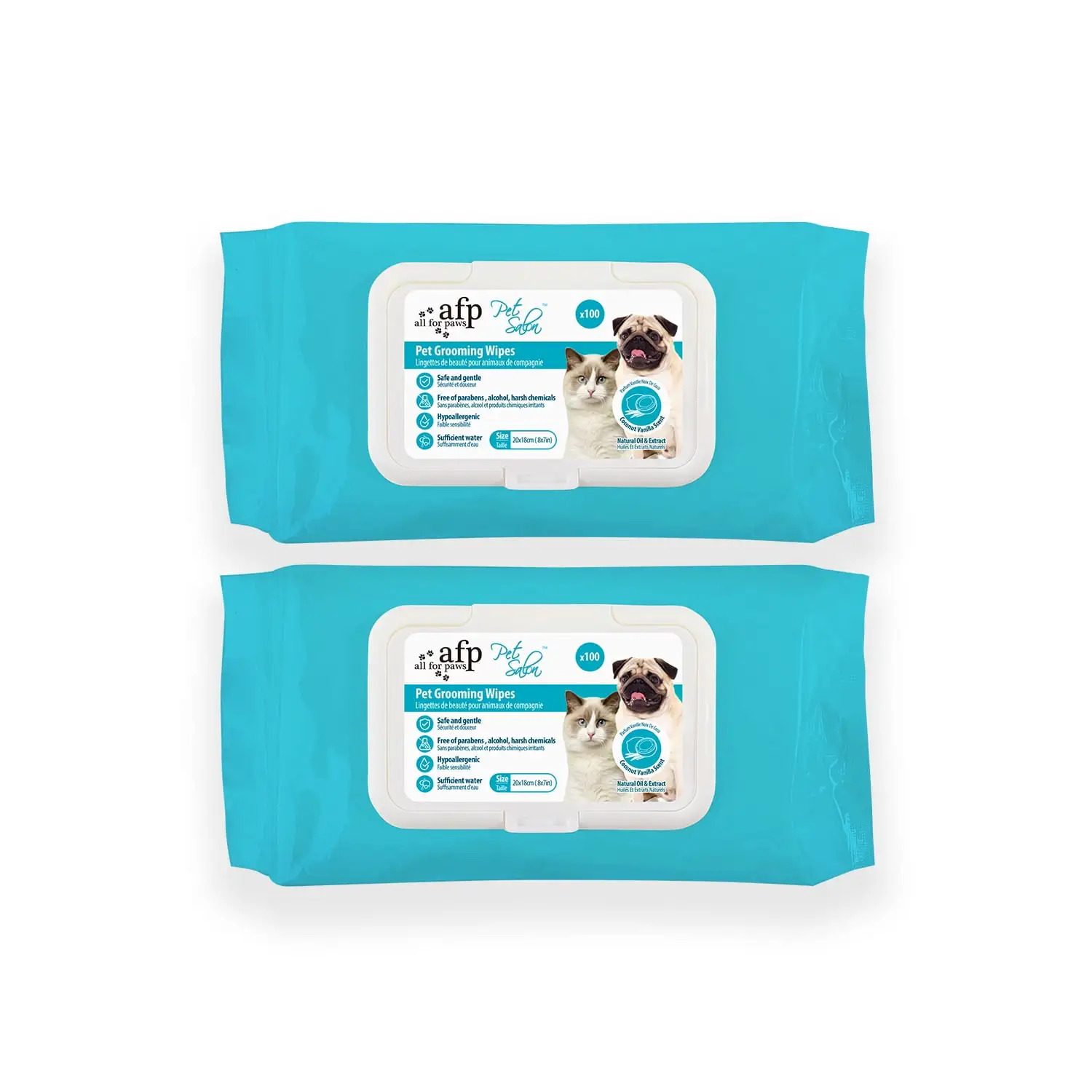 All For Paws Alcohol Free Pet Cleaning Wipes a?? Gentle for Dogs & Cats Bath. Coconut Vanilla Scent. 200cts (2-Pack)