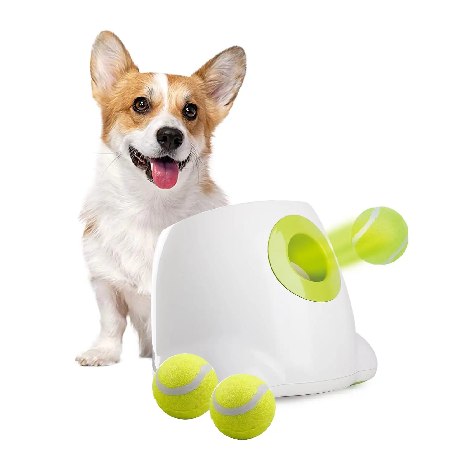 All For Paws Automatic Tennis Ball Launcher for Puppies & Small Dogs. 3 Balls Included