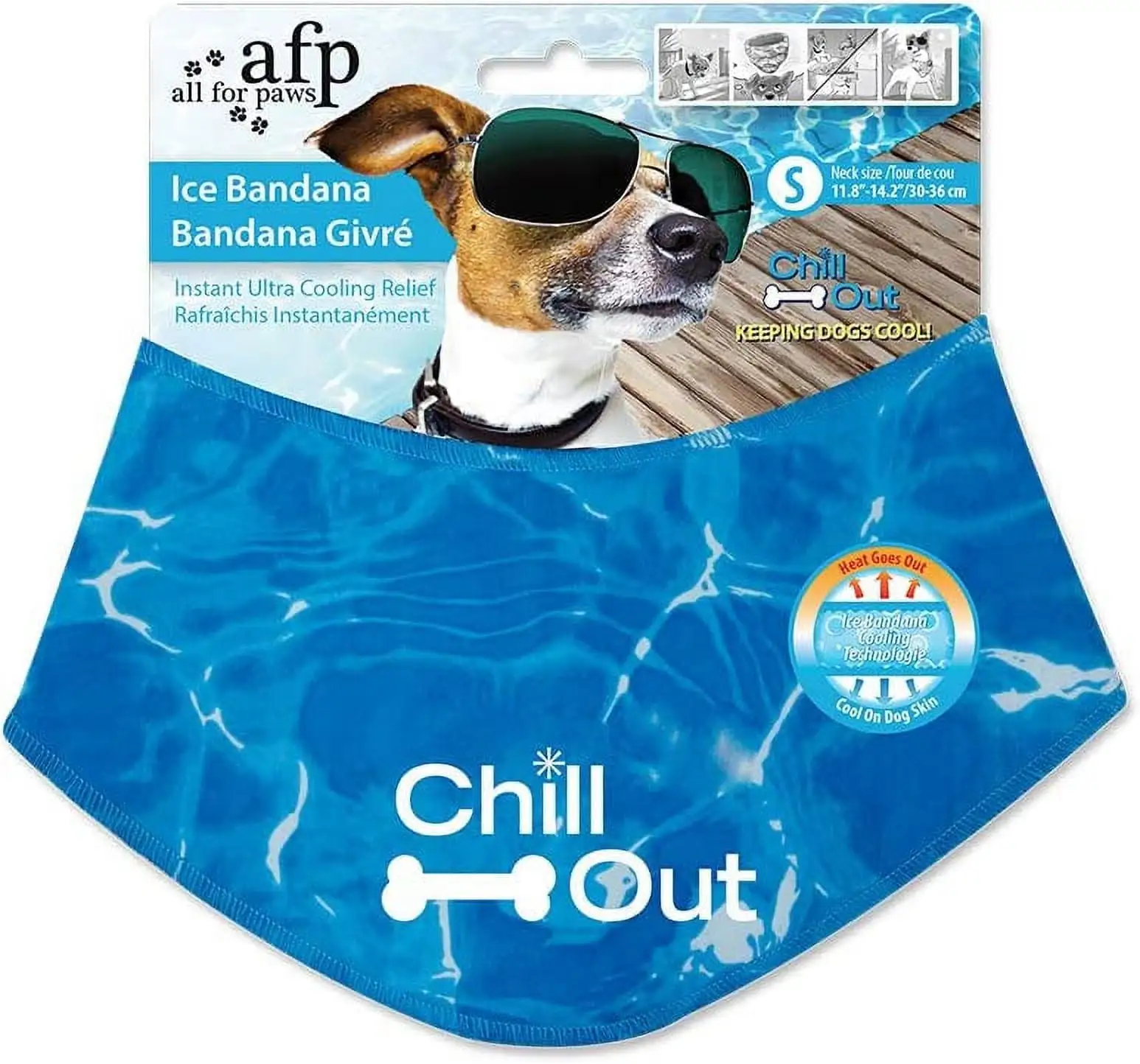 All For Paws Chill-Out Instant Cooling Dog Ice Bandana for Summer. Small