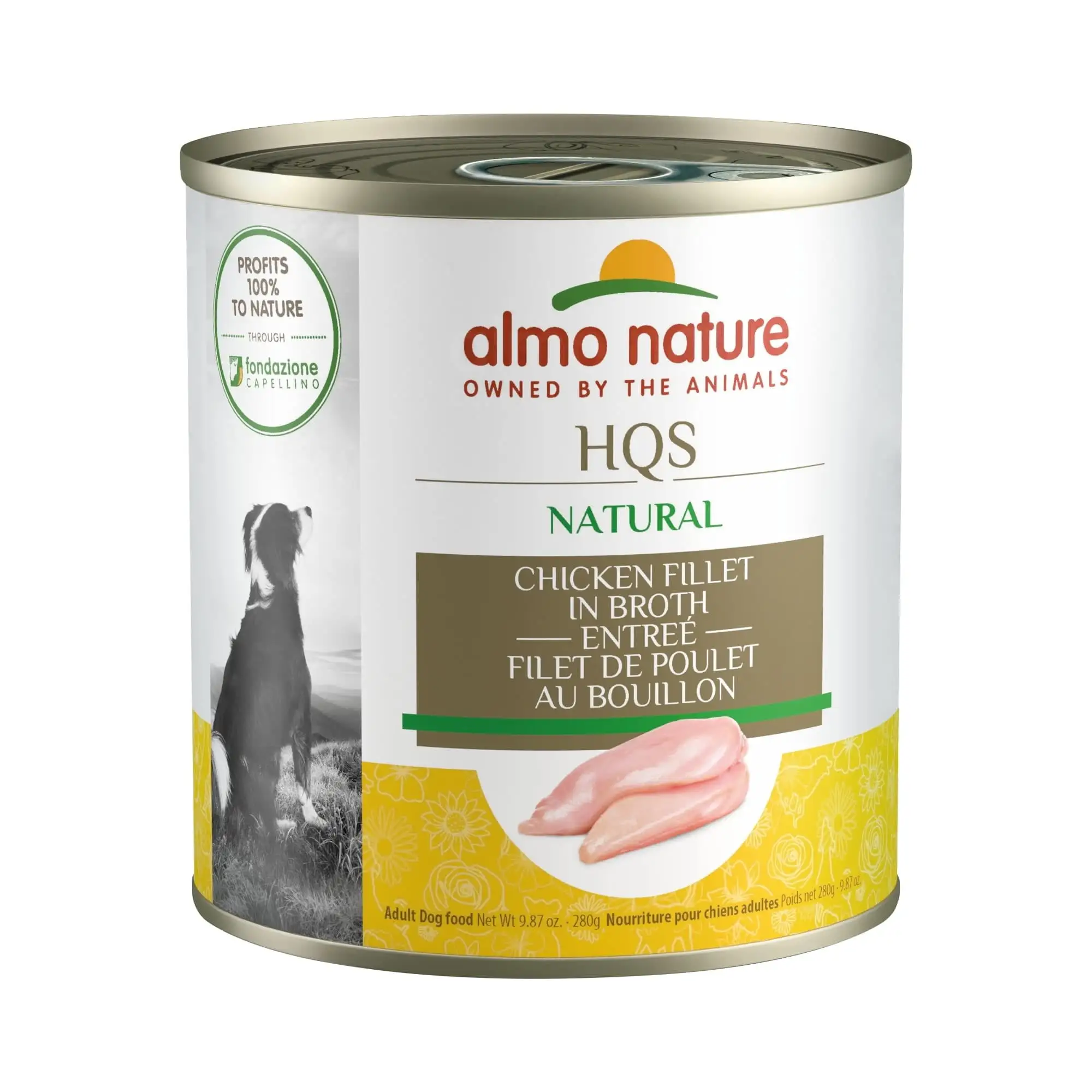 Almo Nature: HQS Natural Dog 12 Pack: Chicken Fillet In Broth Entree - 9.87oz Cans. Supplemental Dog Canned Wet Food. Limited Ingredient