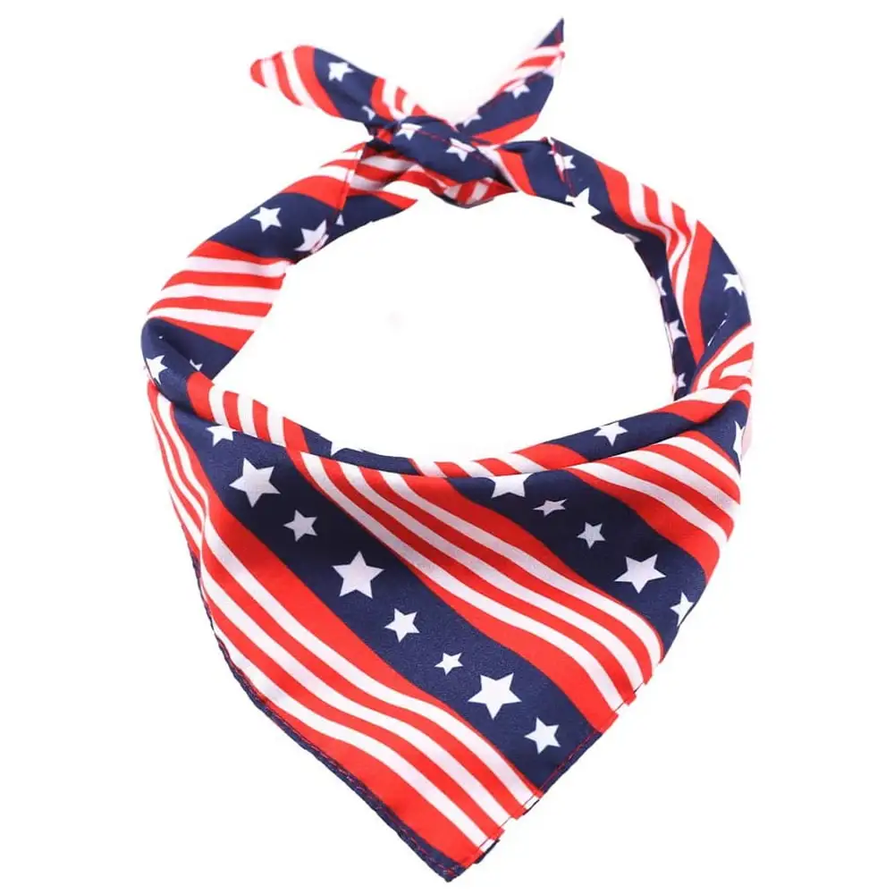 American US Flag Pet Dog Bandana 4th of July Dog Bandana Reversible Triangle Bibs Scarf for Small Medium Dogs Cats