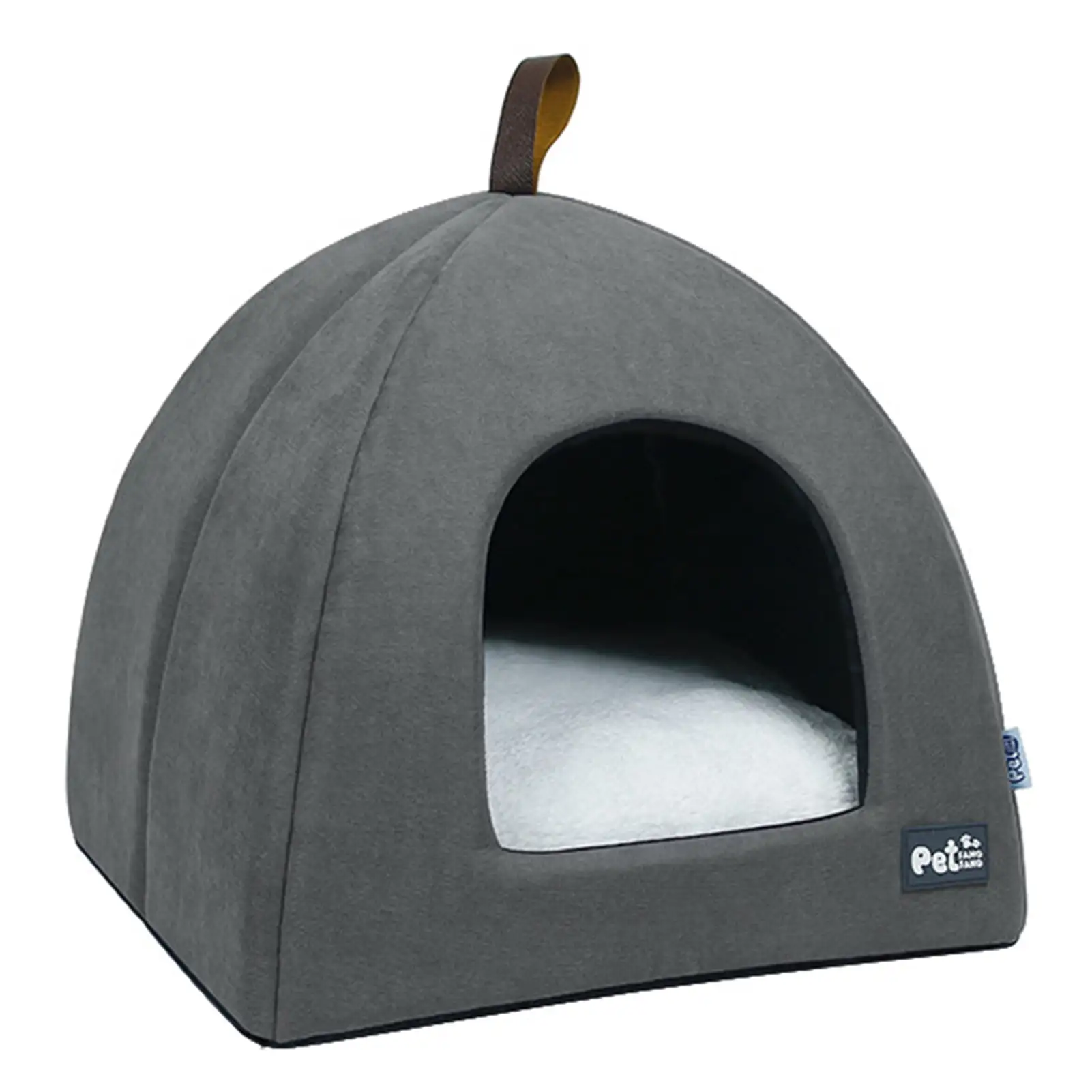 Anself Cat House ?C Plush Enclosed Cat Bed with Removable Cushion ?C Pet Cave Bed for Kittens or Small Dogs up to 20lbs (Gray. Size L)