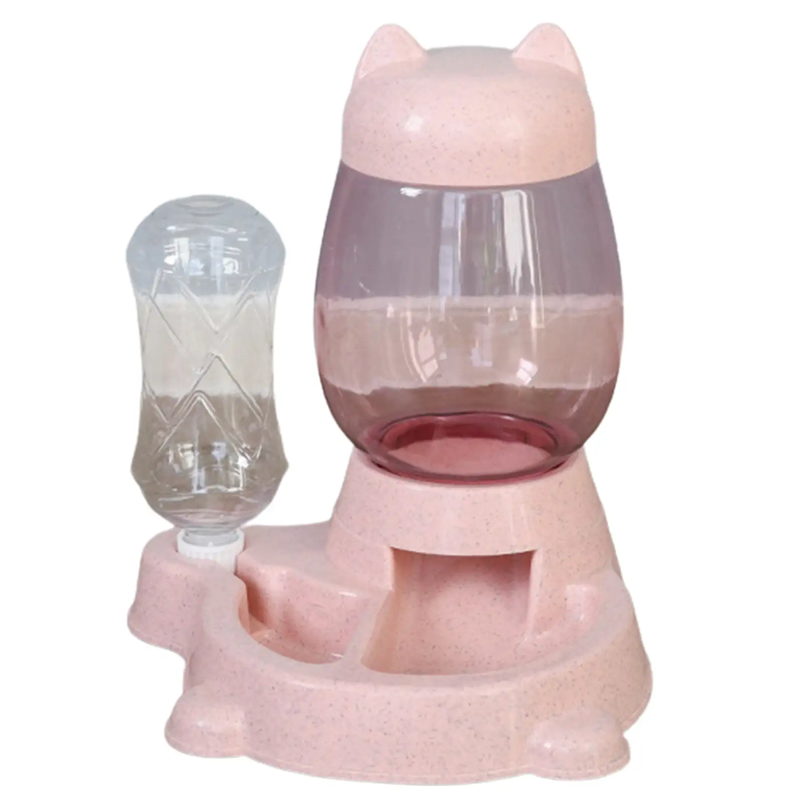 Anvazise Pet Automatic Drinking Fountain Dual-Use Food Bowl Water Bottle Dog Cat Feeder Pink