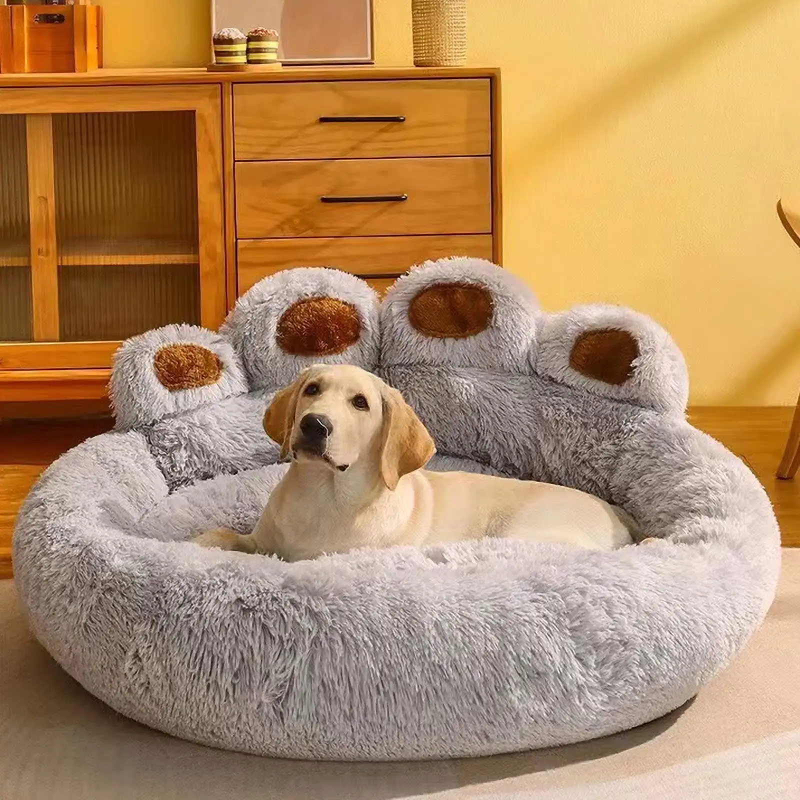 Apmemiss Clearance Dog Bed Cat Pet Sofa Cute Bear Paw Shape Comfortable Cozy Pet Sleeping Beds for Small. Medium. and Large Dogs and Cats. Soft Fluffy Faux Fur Cat Cushion Dog Bed. Gray. 23.6 Inch