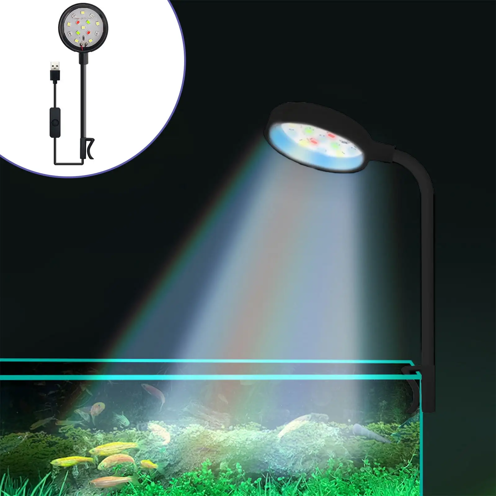 Apmemiss Clearance LED Aquarium Light. USB Powered Fish Tank Plant Colorful Lamp for Betta Fish Bowl. Potted Plants. Succulents. Miniature Landscape Sister Christmas Gifts