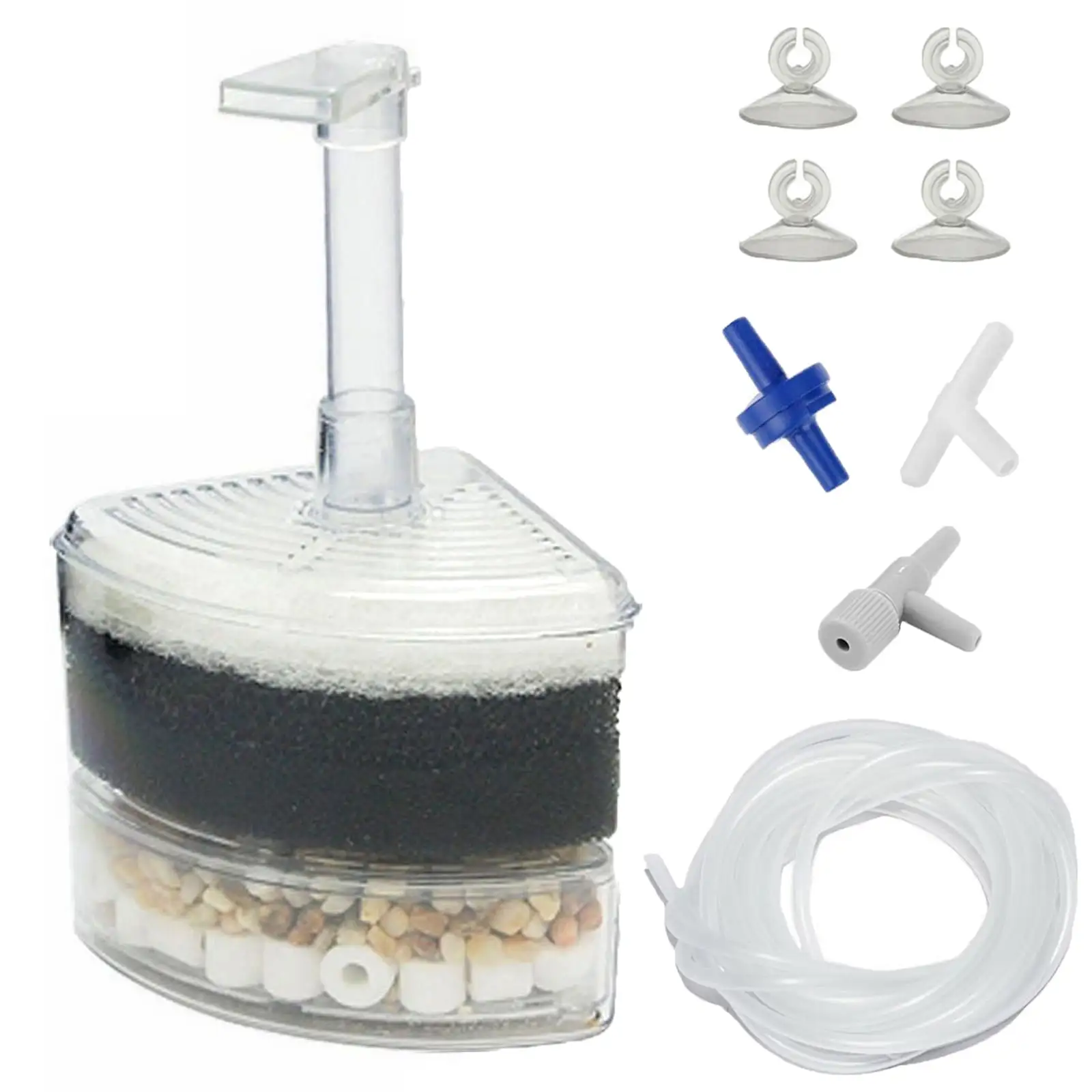 Aquaneat Sponge Filter. Aquarium Corner Filter for Nano Fish Tank with Accessories