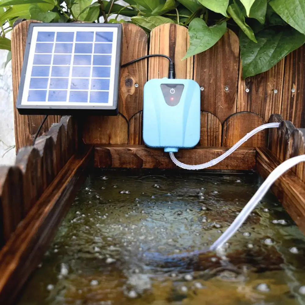 Aquarium Air Pump Solar Powered Oxygenator Water Adjustable Oxygen Pump Pond Aerator