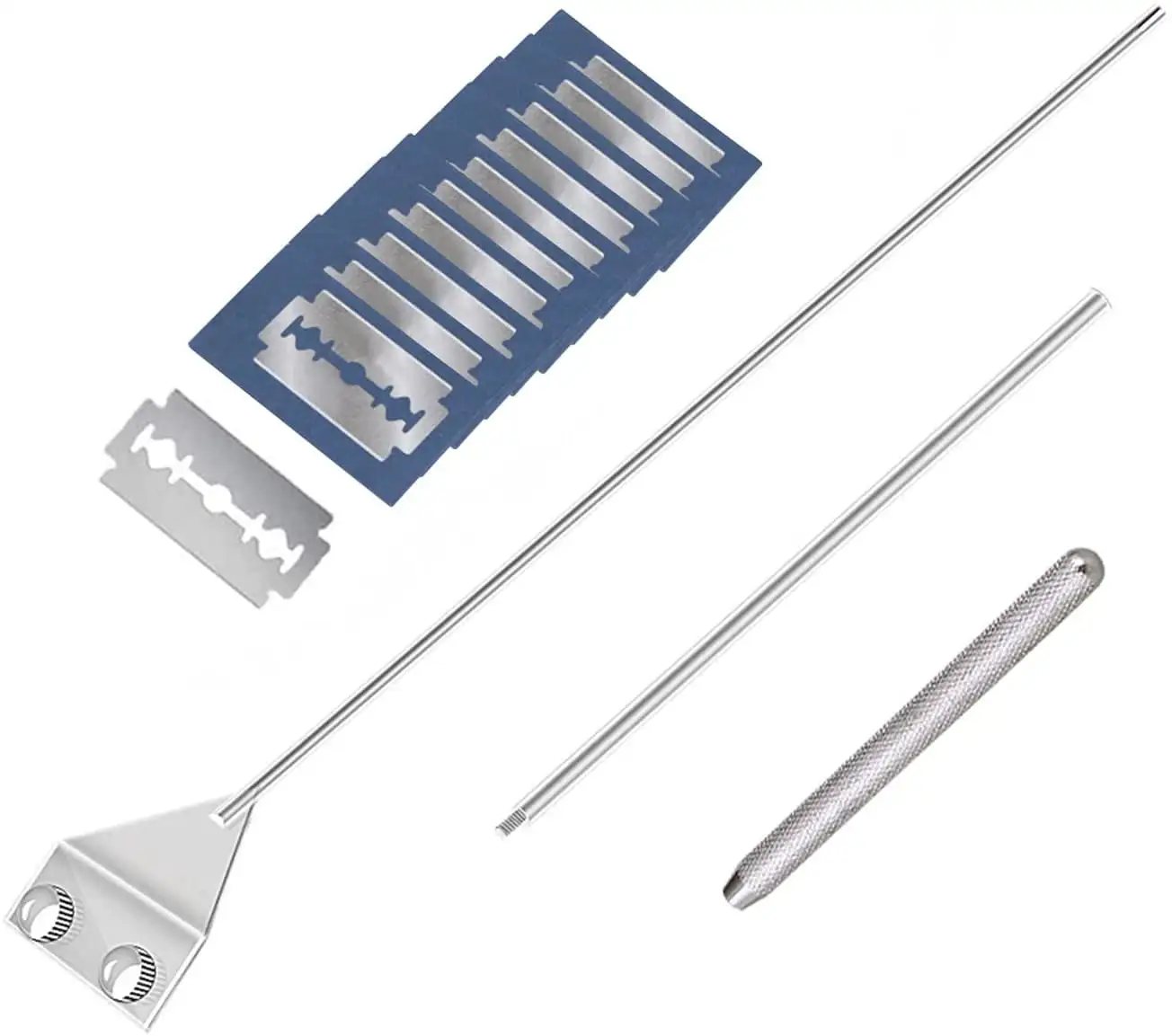 Aquarium Algae Scraper. 25.6 Stainless Steel Algae Scraper Cleaning Razor with 10 Blades for Glass Aquarium Fish Tank