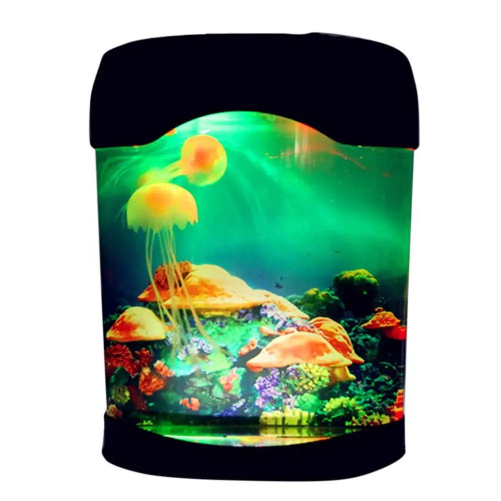 Aquarium Night Light Lamp LED Light Artificial Seajelly Tank Swimming Mood Lamp for Home Desk Decor