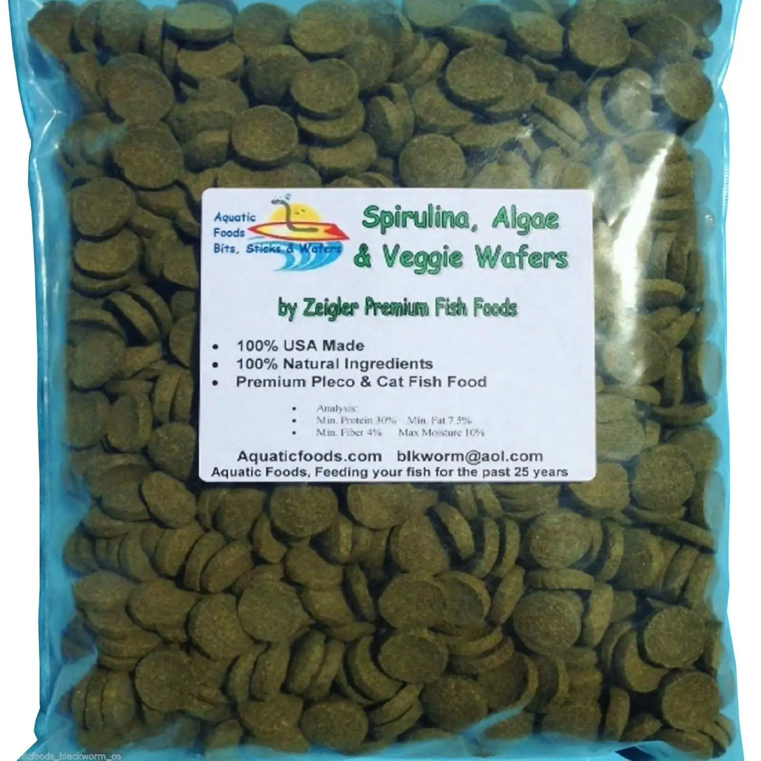 Aquatic Foods Wafers of Spirulina Algae. Algae Vegies. The Premium Pleco. Catfish. Bottom Fish Food - 1/2-lb…Zeigler