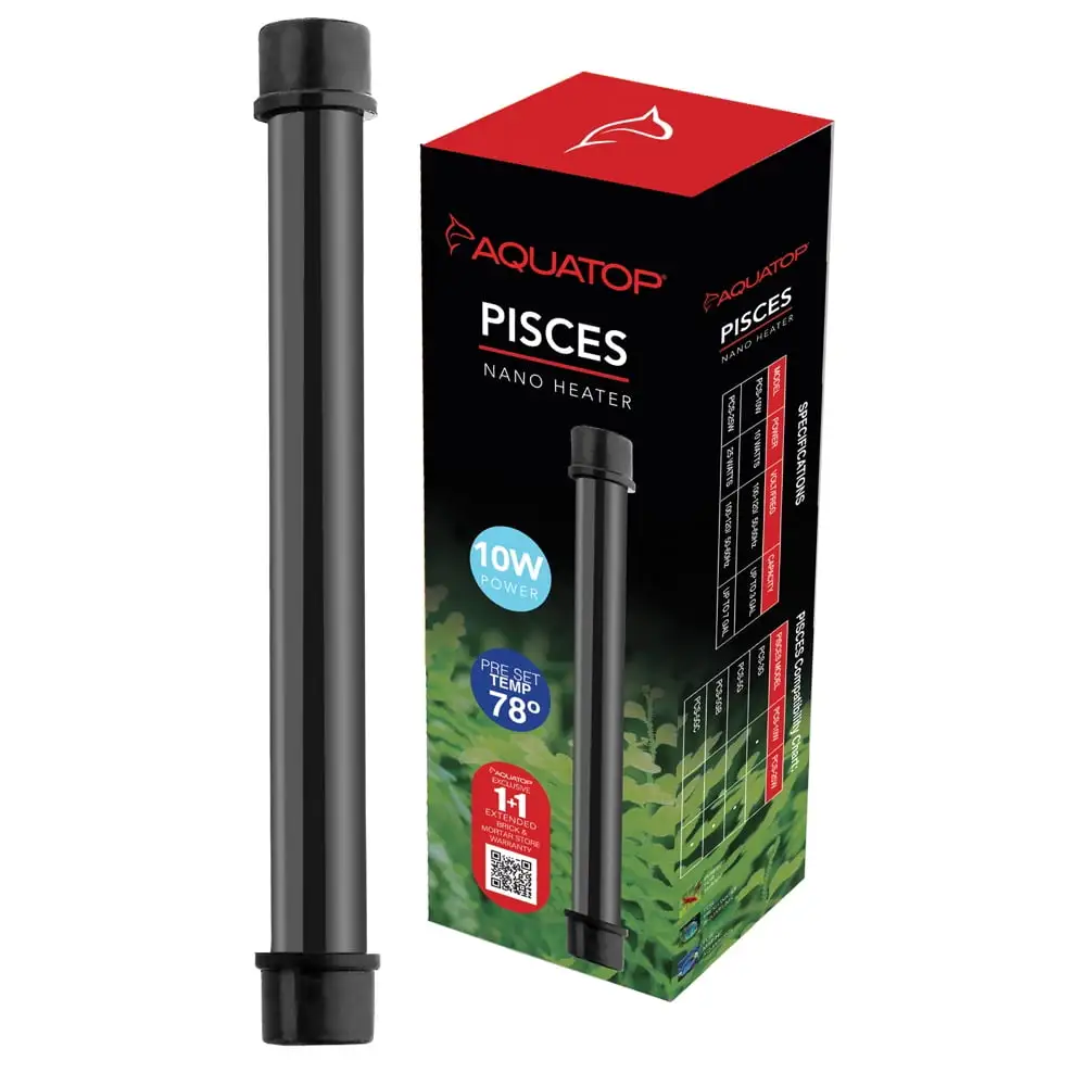 Aquatop Pisces Nano Preset Aquarium Heater for Fish Tanks up to 3 Gallons. 10 Watt. PCS-10W