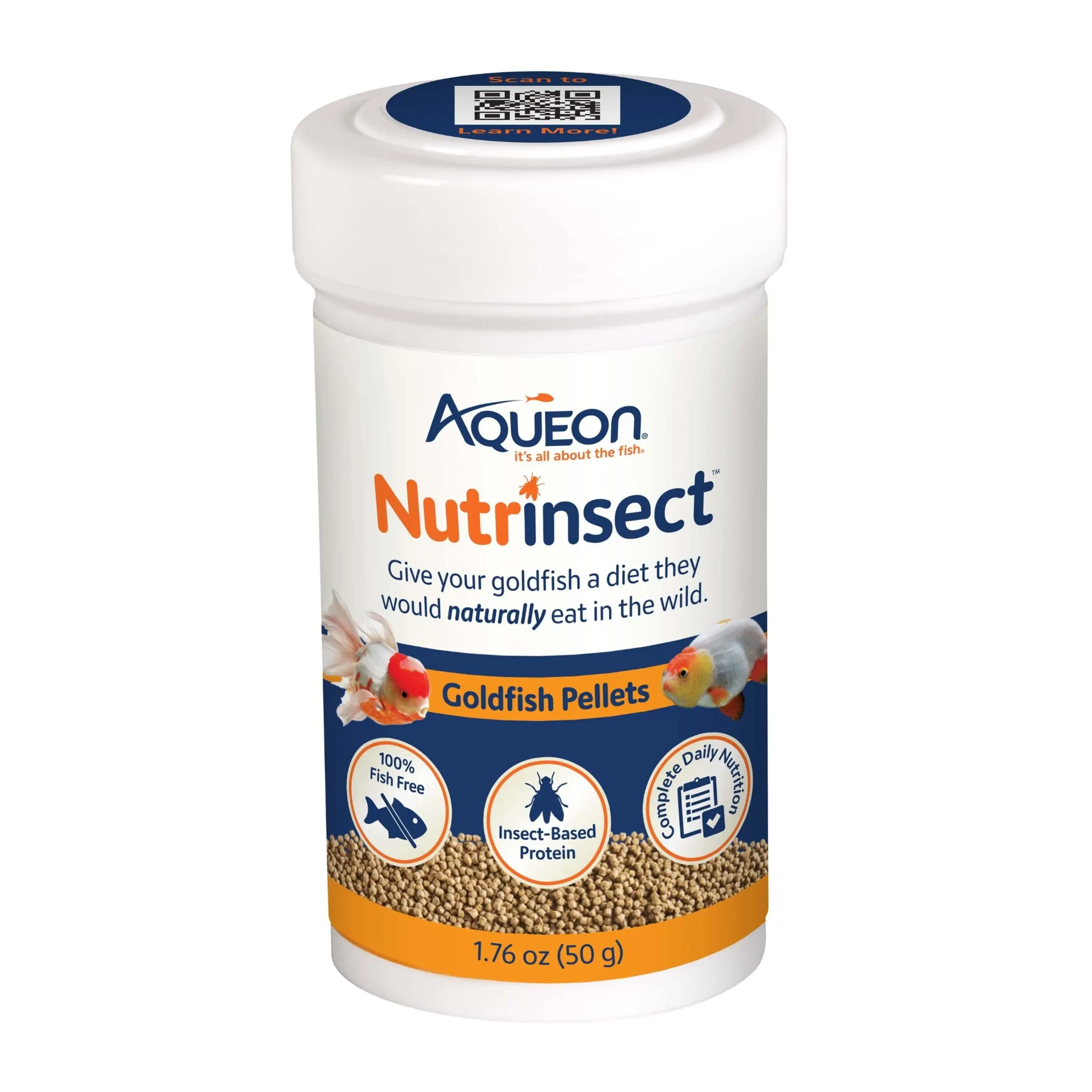 Aqueon Nutrinsect Fish-Free Fish Food Goldfish Pellets 1.76 oz