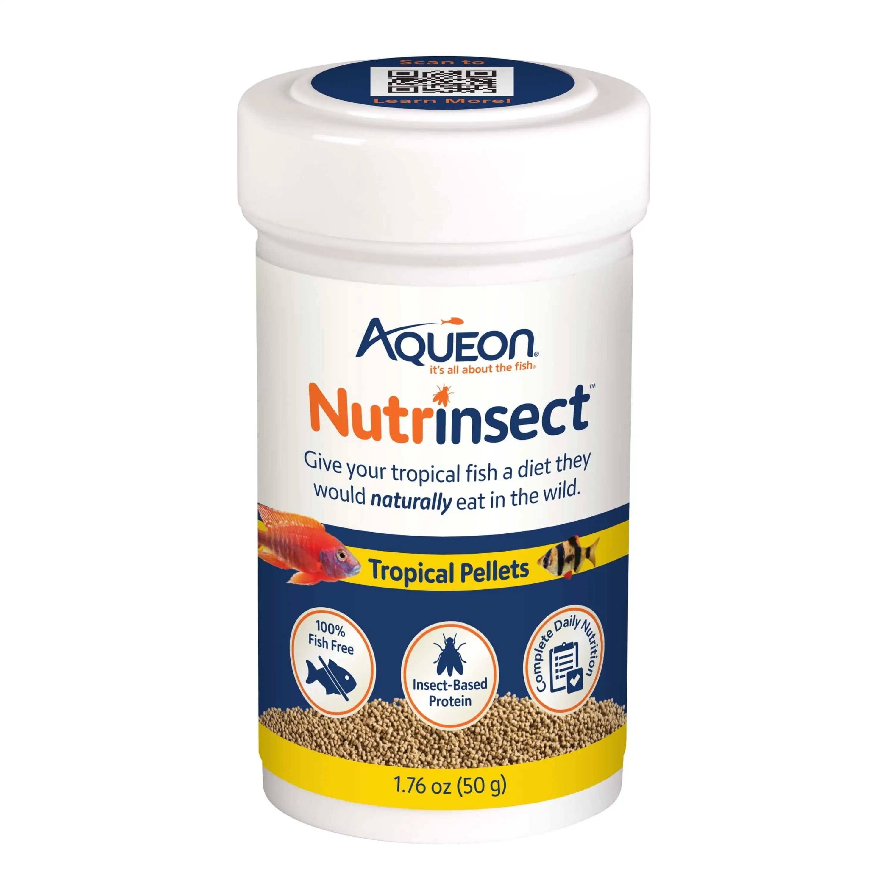 Aqueon Nutrinsect Fish-Free Fish Food Tropical Pellets 1.76 oz