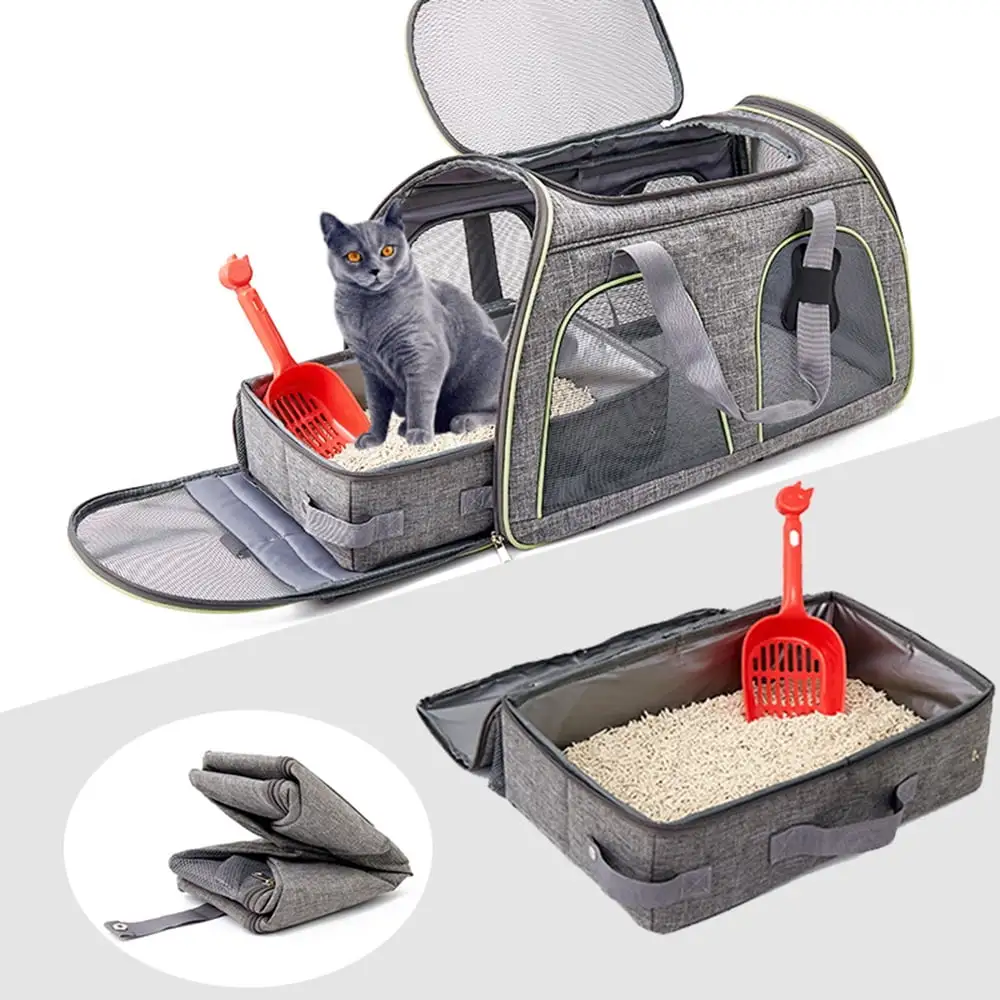 Arealer Portable Cat Travel Litter Box for Cats in Car Odor Free Leak Proof Collapsible Foldable