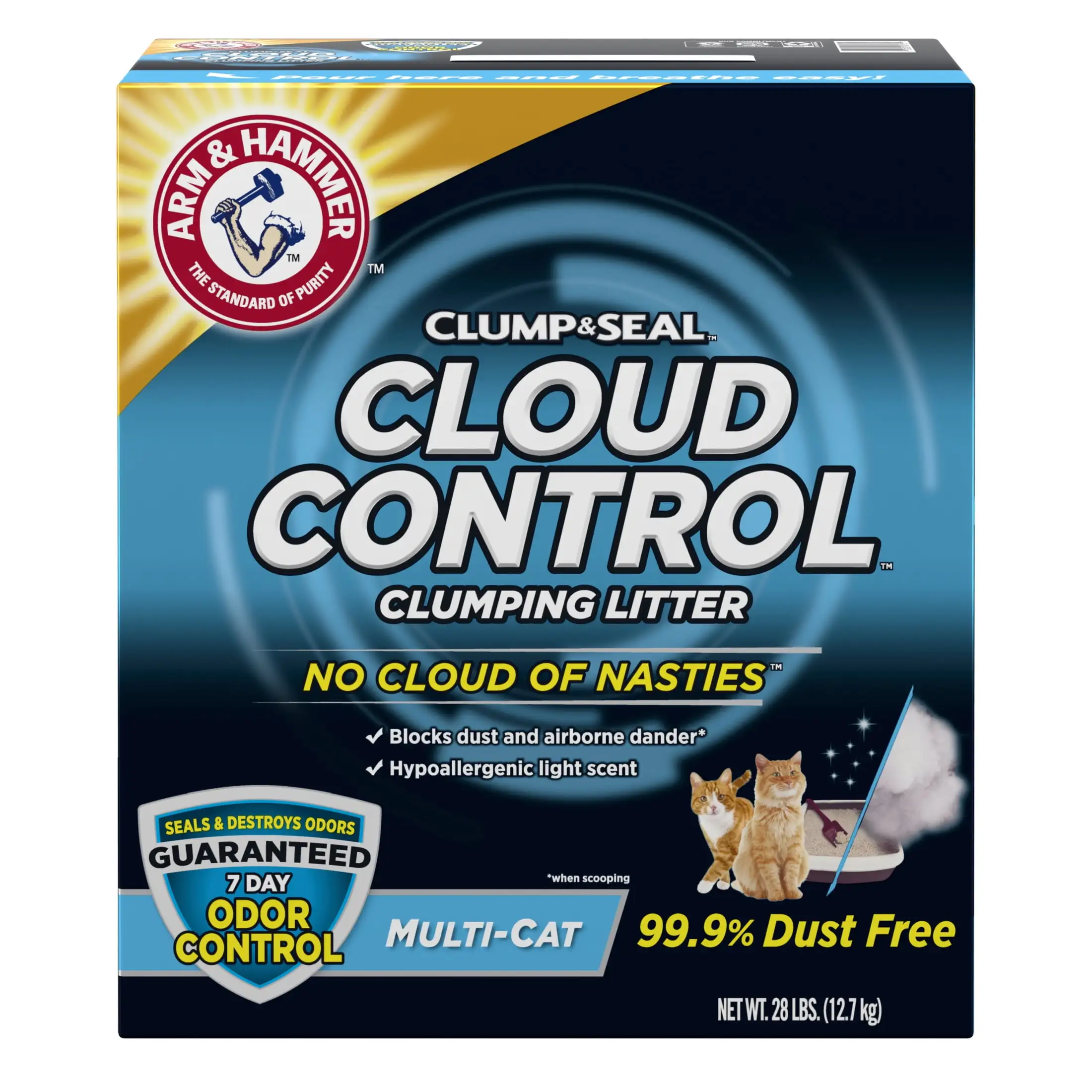 Arm & Hammer Cloud Control Multi-Cat Clumping Cat Litter with Hypoallergenic Light Scent. 28 lb