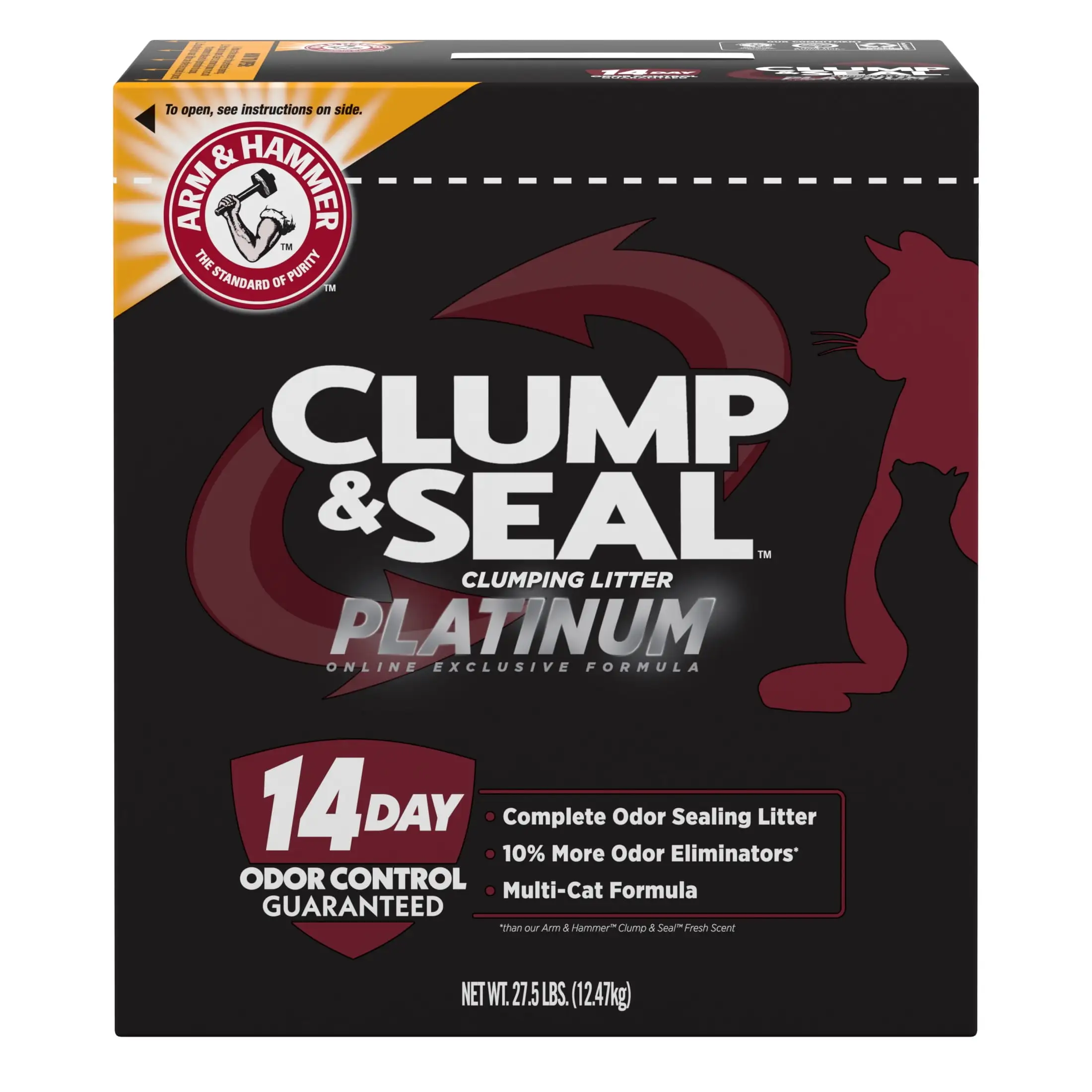 Arm & Hammer Clump & Seal Platinum. Complete Odor Sealing Clumping Cat Litter. Multi-Cat. 27.5 lb