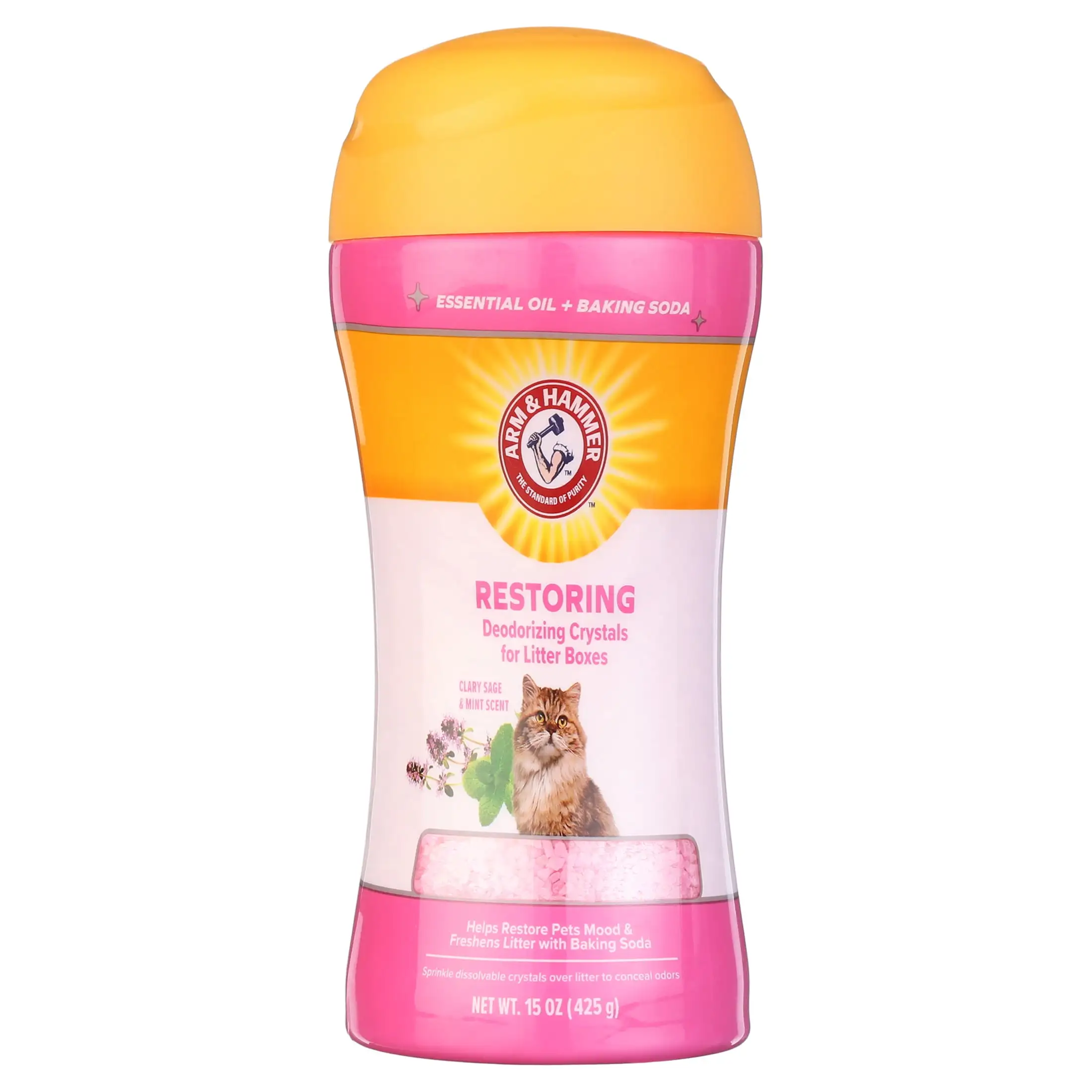 Arm & Hammer Deodorizing Cat Litter Crystals for Litter Boxes. Clary Sage & Mint Scent 15 oz.